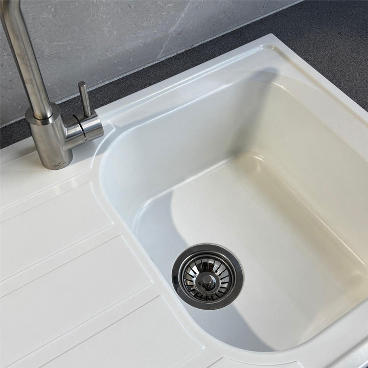 Liquida DK5WH 1.0 Bowl Composite Reversible Inset White Kitchen Sink With Waste