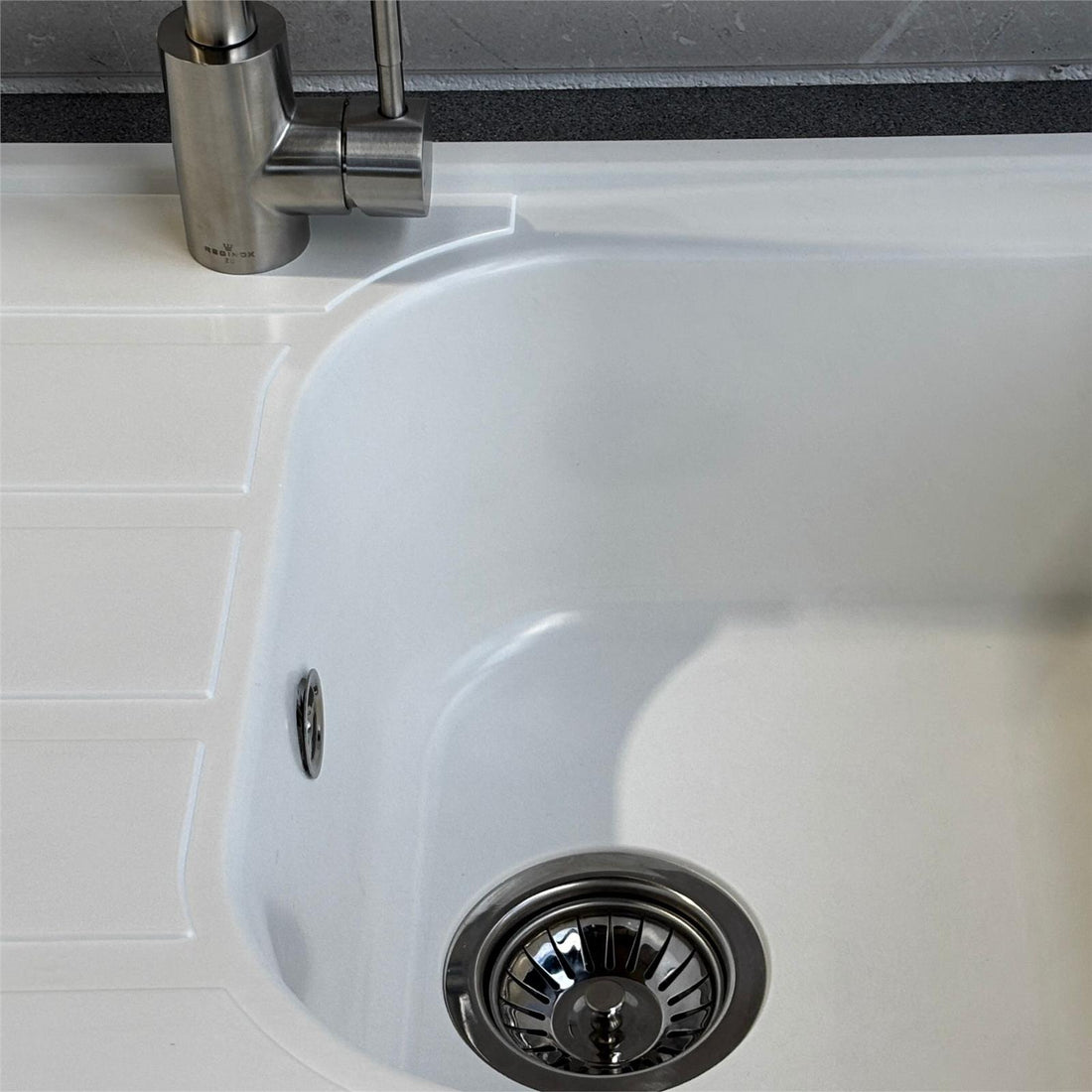 Liquida DK5WH 1.0 Bowl Composite Reversible Inset White Kitchen Sink With Waste