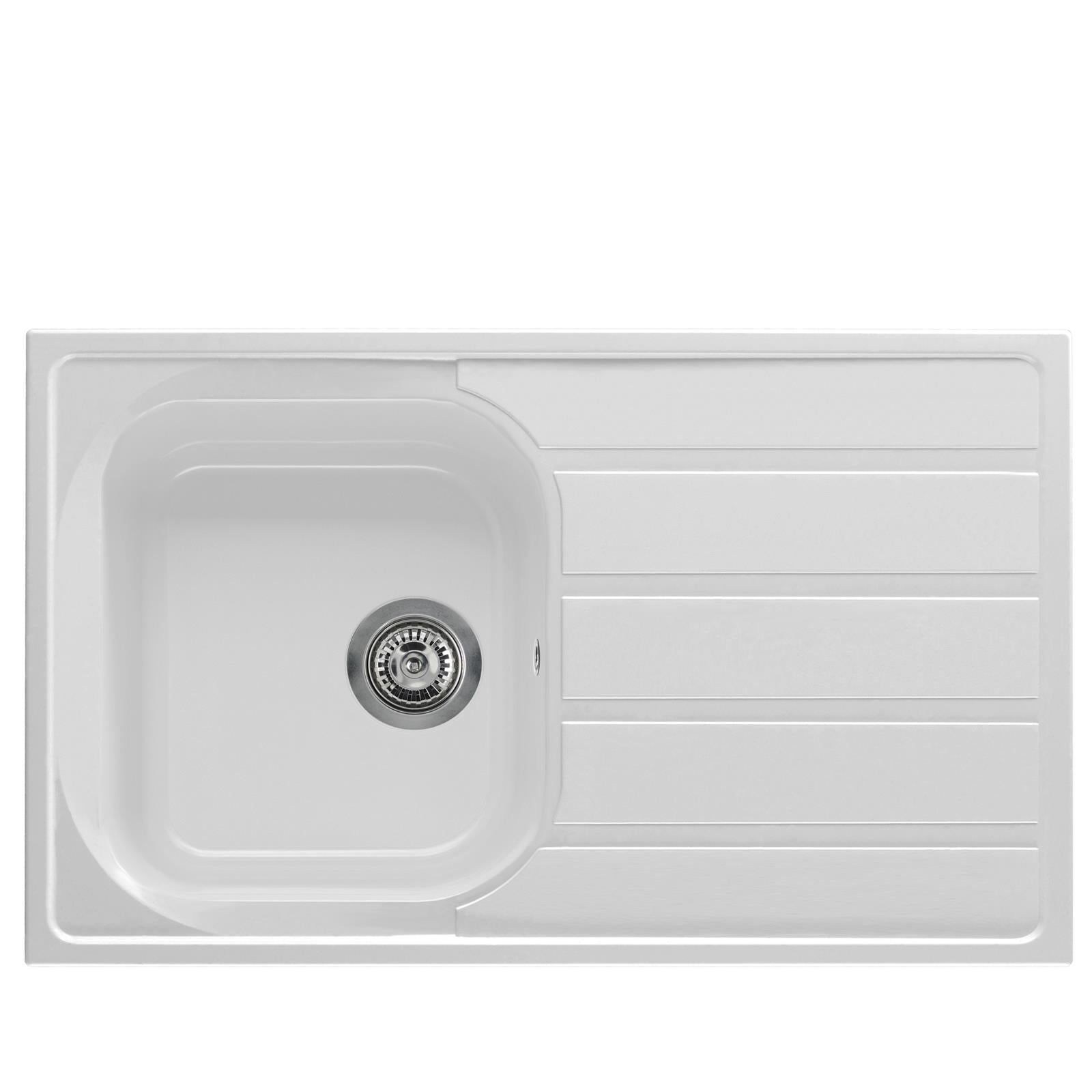 Liquida DK5WH 1.0 Bowl Composite Reversible White Kitchen Sink - GRADED 810 x 500mm