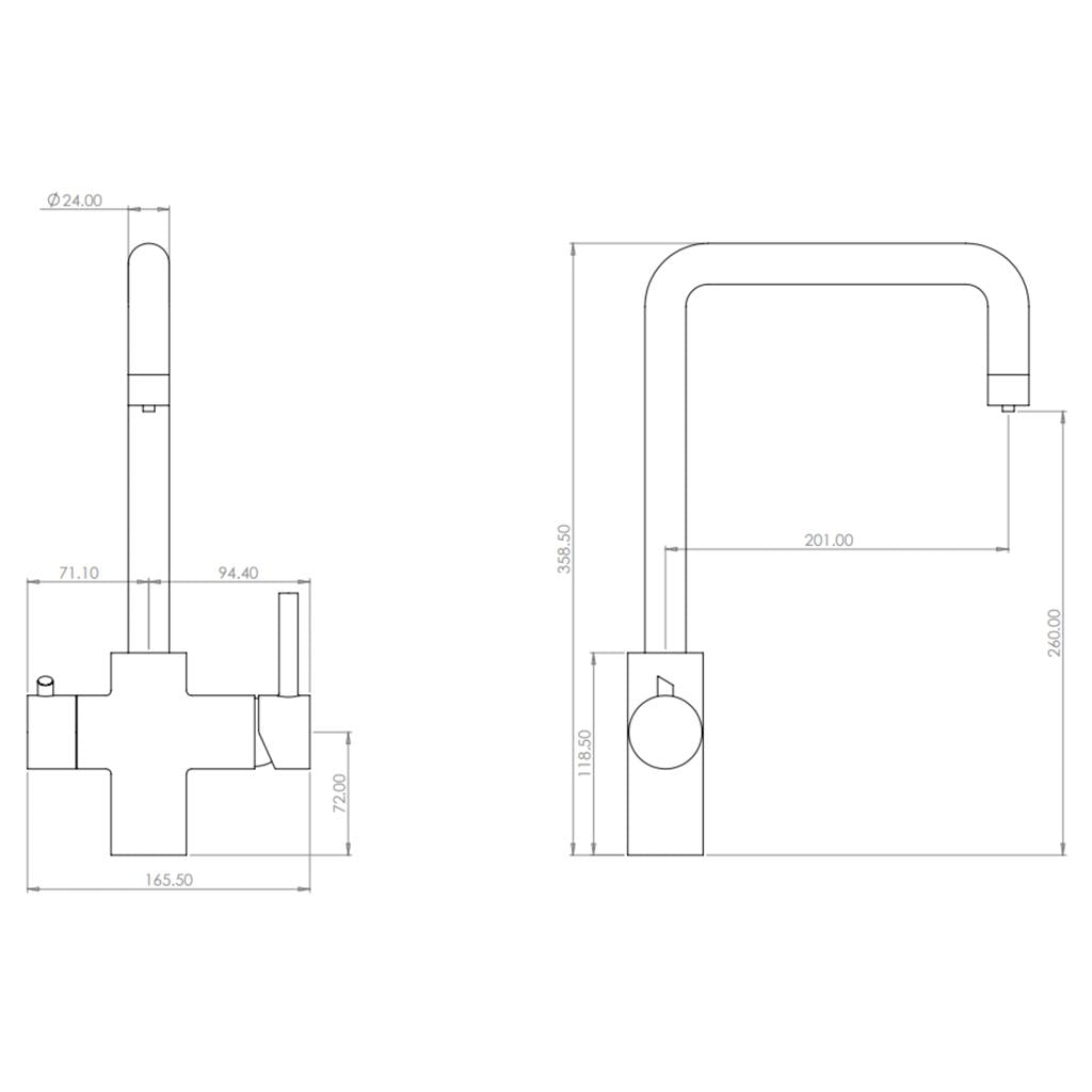 Liquida EBT311MB 3 in 1 Matt Black Instant Boiling Water Kitchen Tap