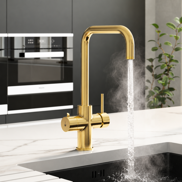 Liquida EBT411BR 4 in 1 Brushed Brass Instant Boiling Water Kitchen Tap