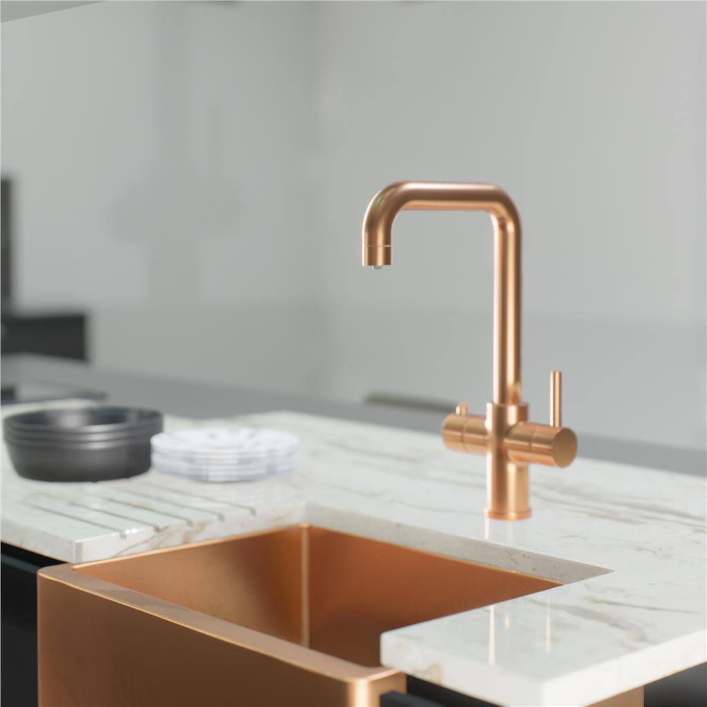Liquida EBT311CP 3 In 1 Brushed Copper Kitchen Instant Boiling Hot Water Tap