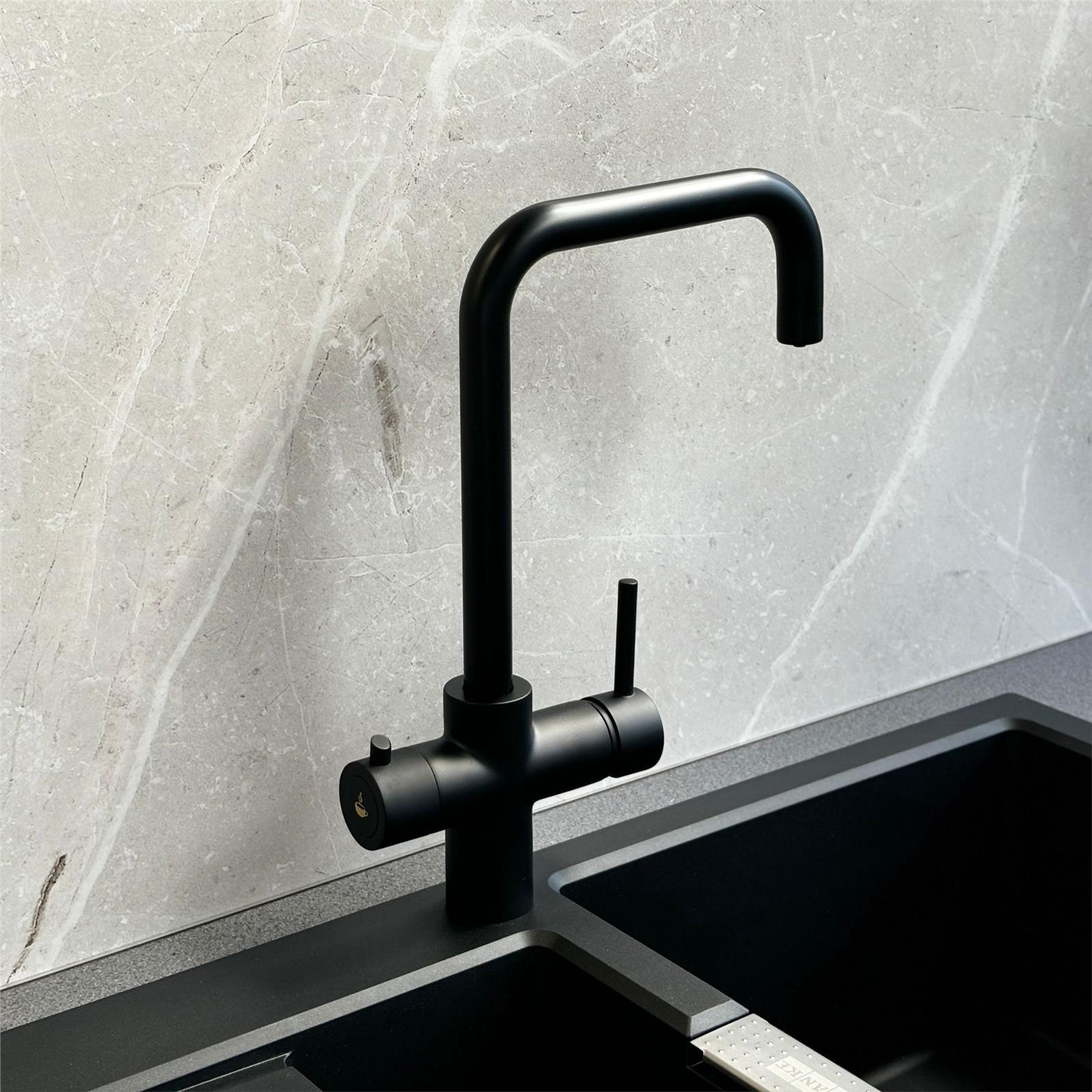 Liquida EBT311MB 3 In 1 Matt Black Instant Boiling Water Kitchen Tap