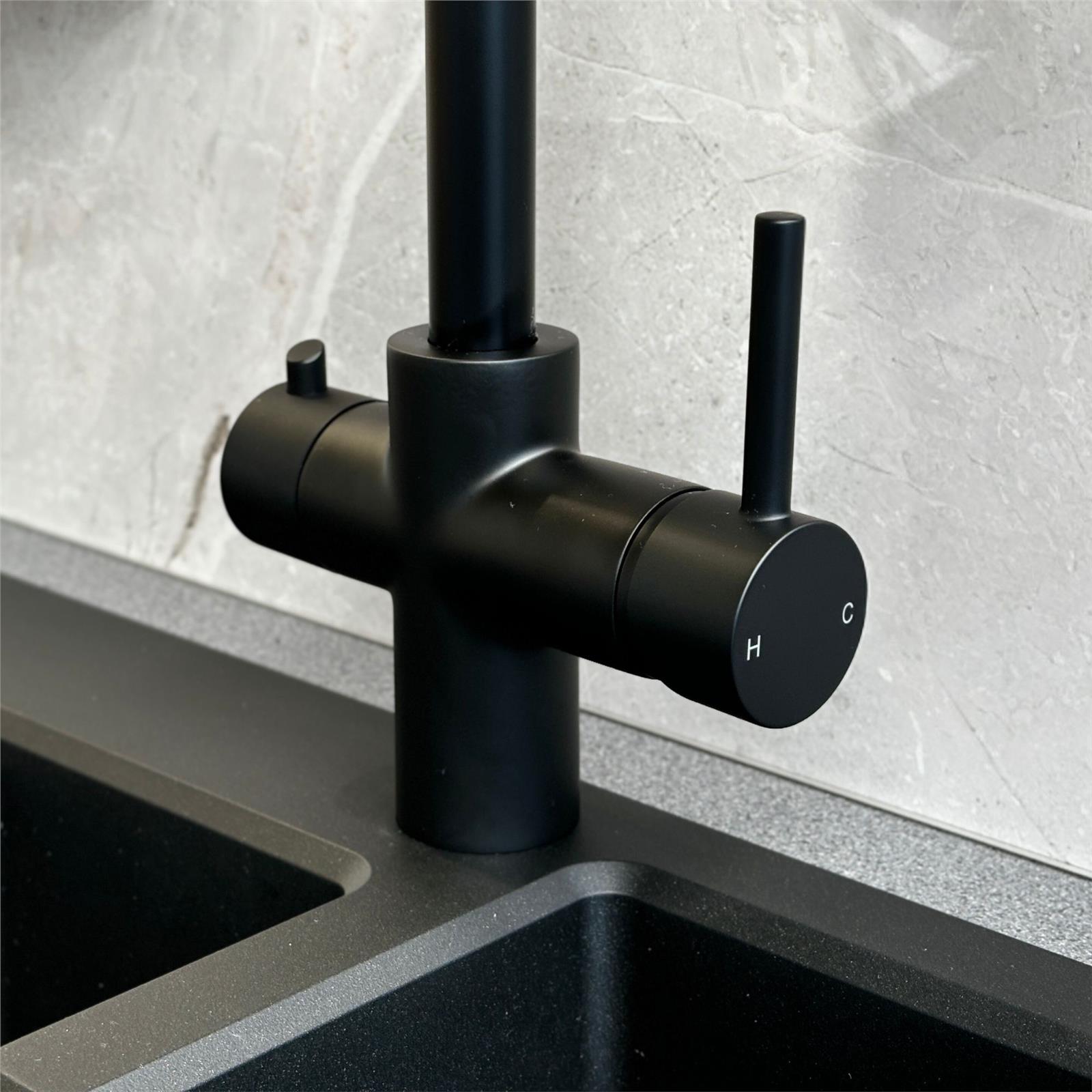 Liquida EBT311MB 3 In 1 Matt Black Instant Boiling Water Kitchen Tap