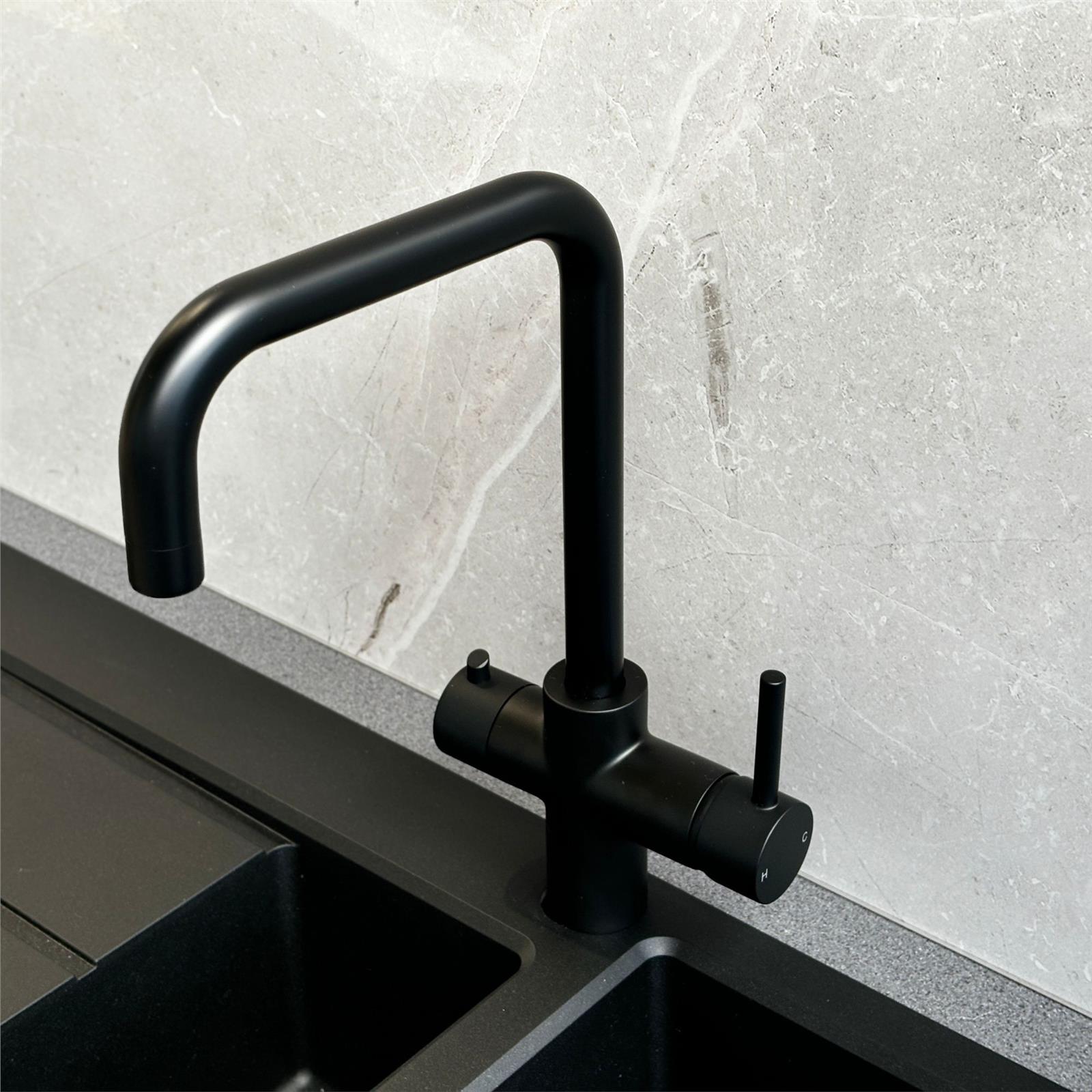 Liquida EBT311MB 3 In 1 Matt Black Instant Boiling Water Kitchen Tap