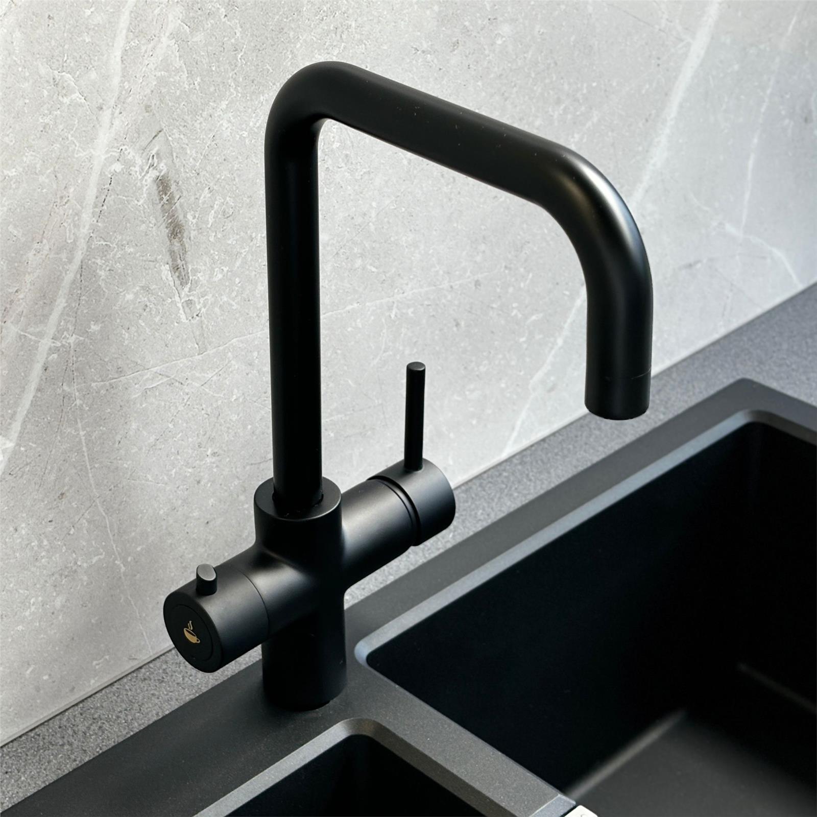 Liquida EBT311MB 3 In 1 Matt Black Instant Boiling Water Kitchen Tap