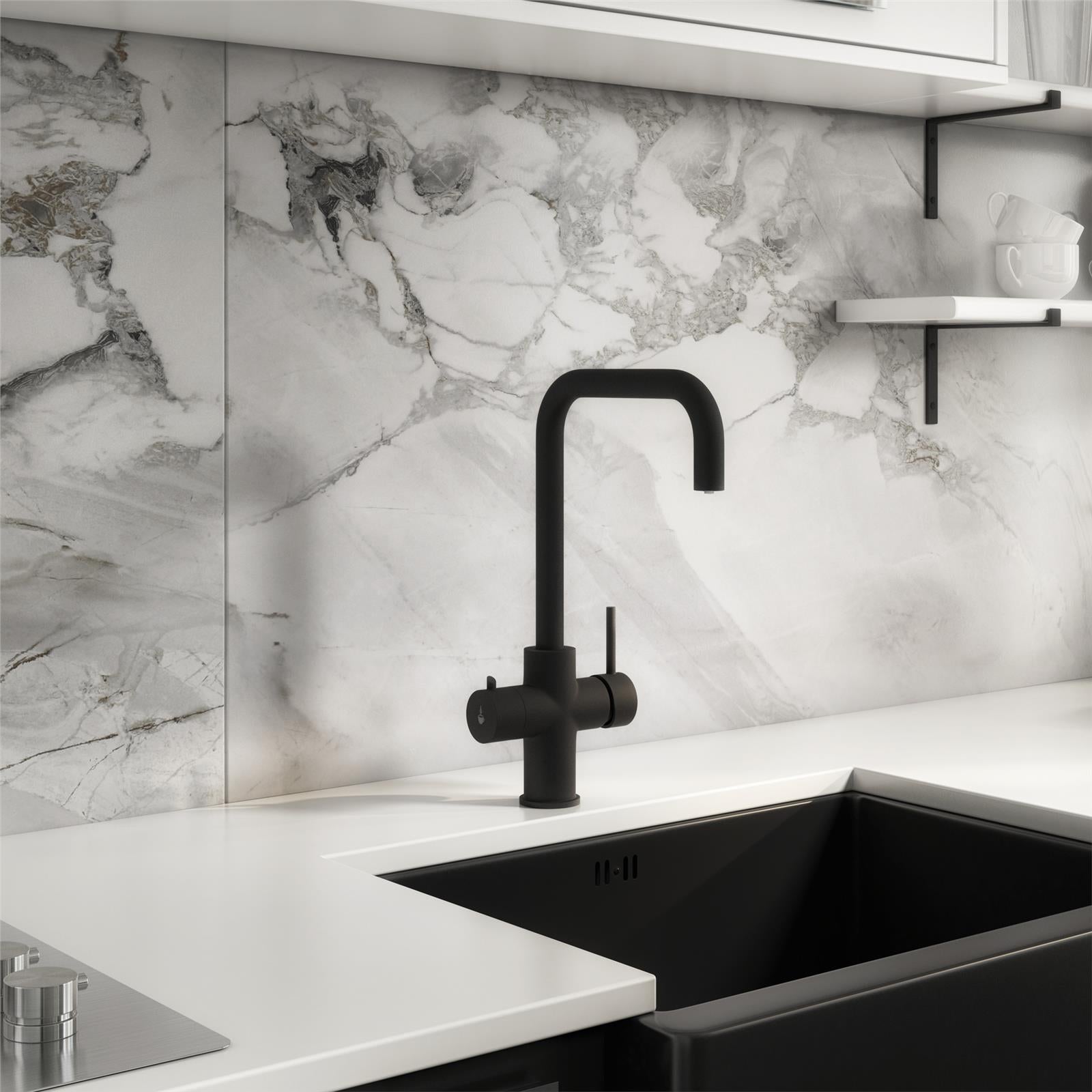 Liquida EBT311MB 3 in 1 Matt Black Instant Boiling Water Kitchen Tap