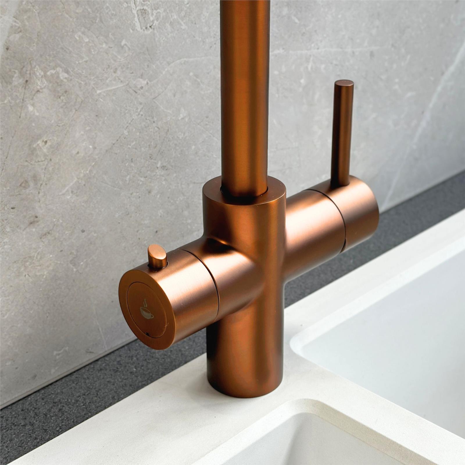 Liquida EBT311CP 3 In 1 Brushed Copper Kitchen Instant Boiling Hot Water Tap