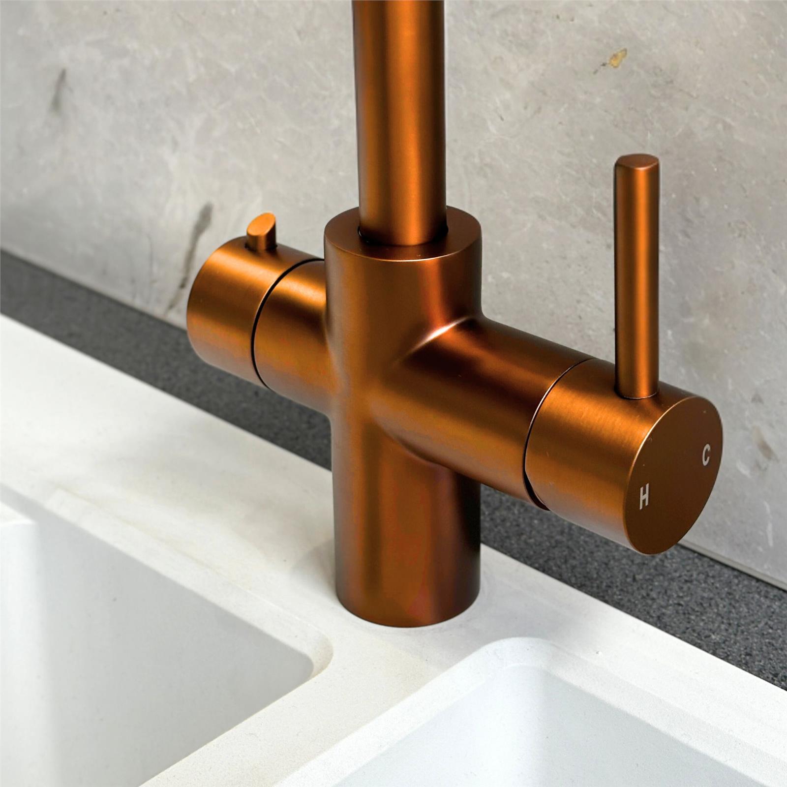 Liquida EBT311CP 3 In 1 Brushed Copper Kitchen Instant Boiling Hot Water Tap