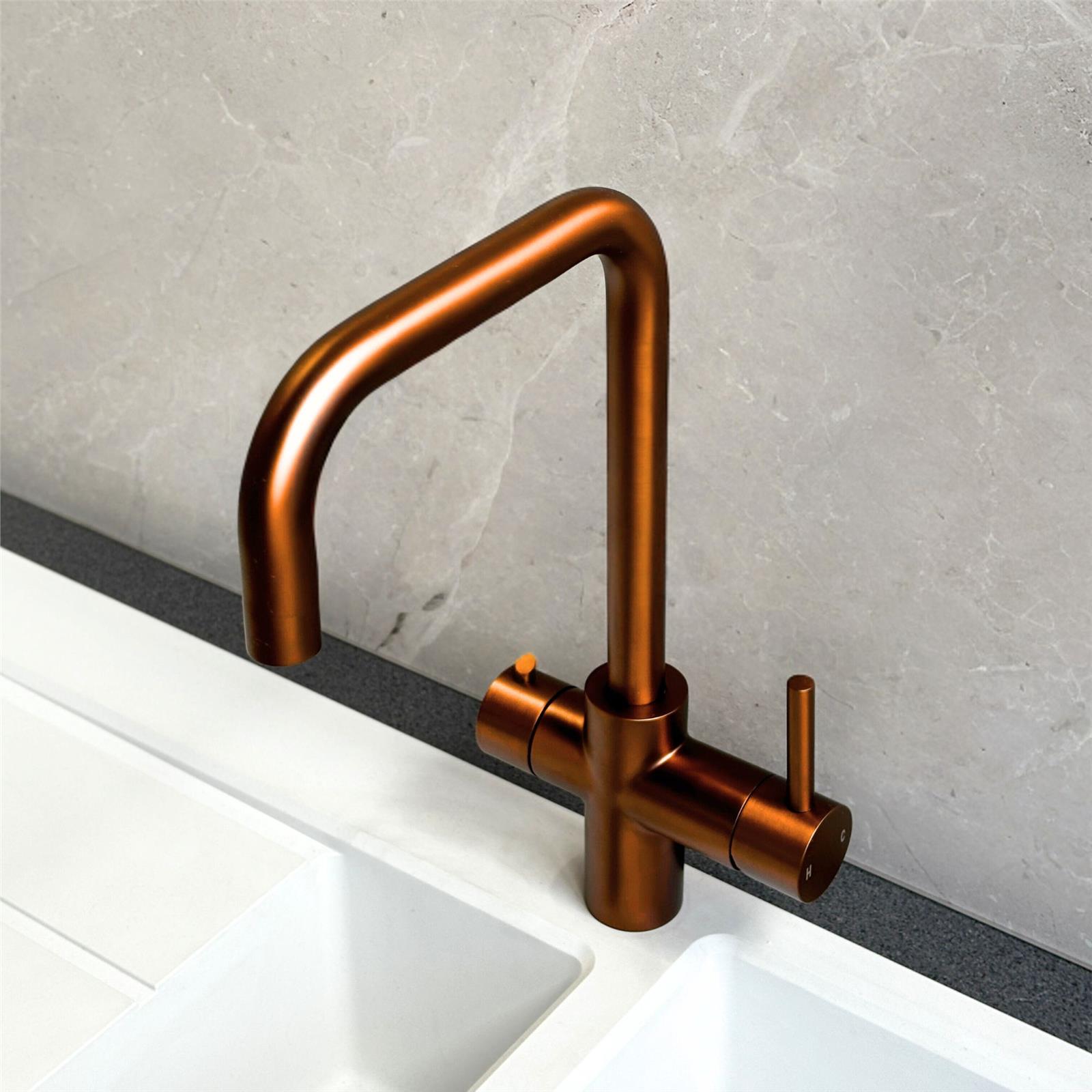 Liquida EBT311CP 3 In 1 Brushed Copper Kitchen Instant Boiling Hot Water Tap