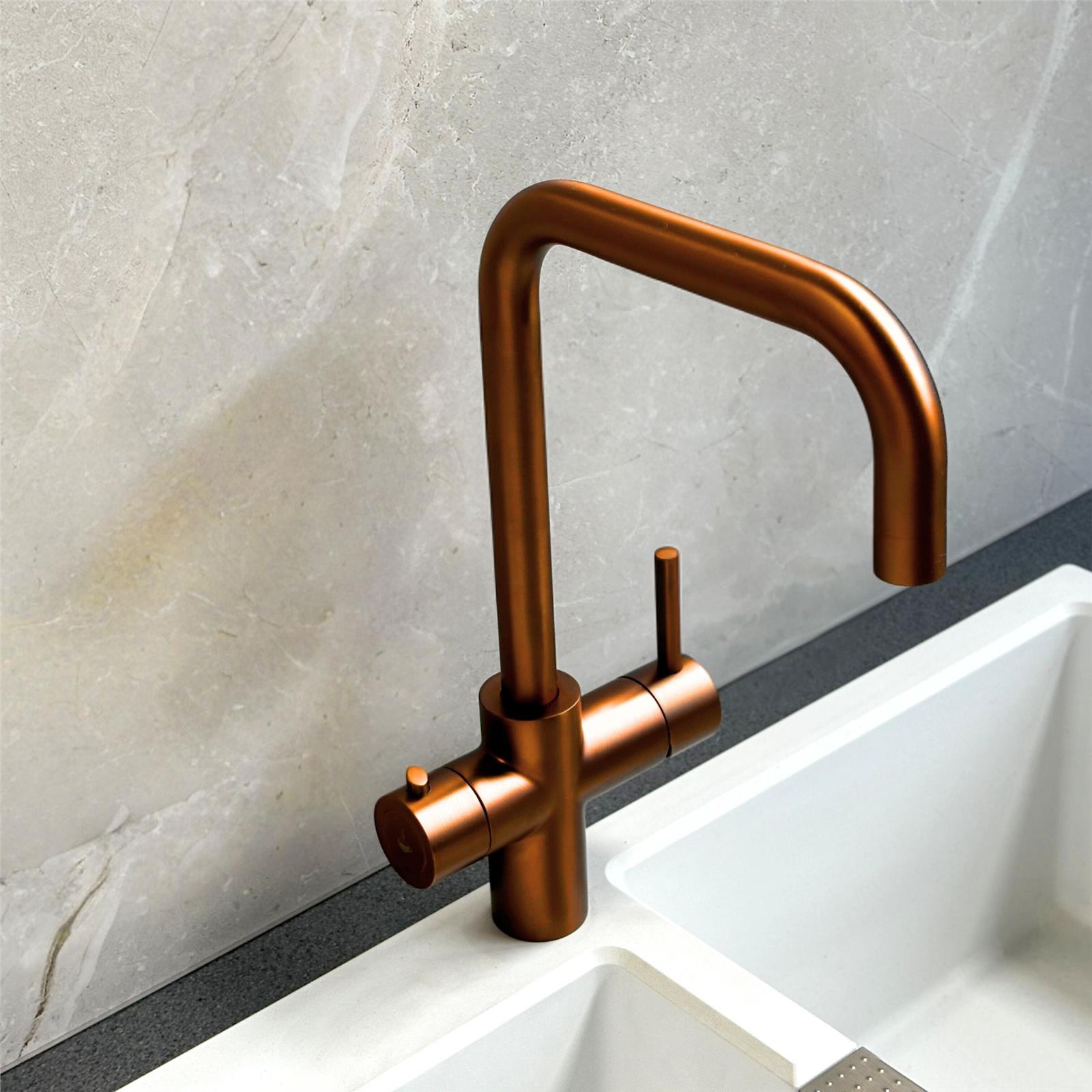 Liquida EBT311CP 3 In 1 Brushed Copper Kitchen Instant Boiling Hot Water Tap