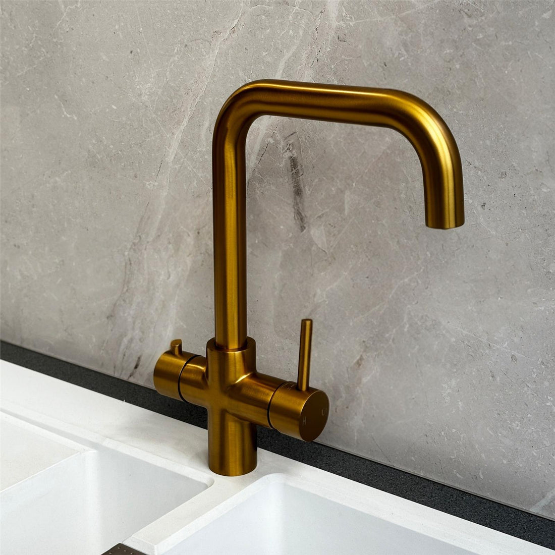 Liquida EBT411BG 4 In 1 Brushed Gold Kitchen Instant Boiling Hot Water Tap