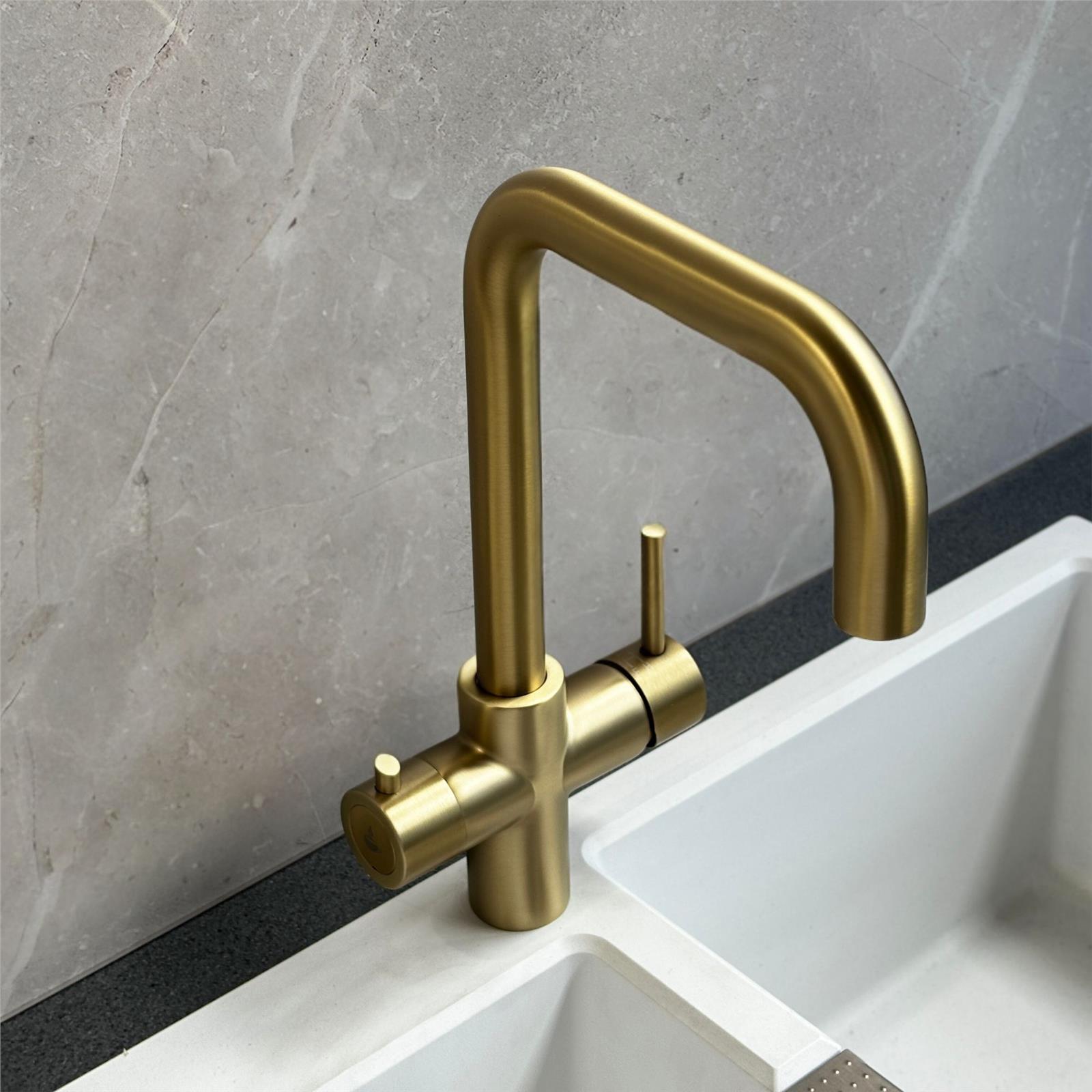 Liquida EBT411BR 4 In 1 Brushed Brass Kitchen Instant Boiling Hot Water Tap