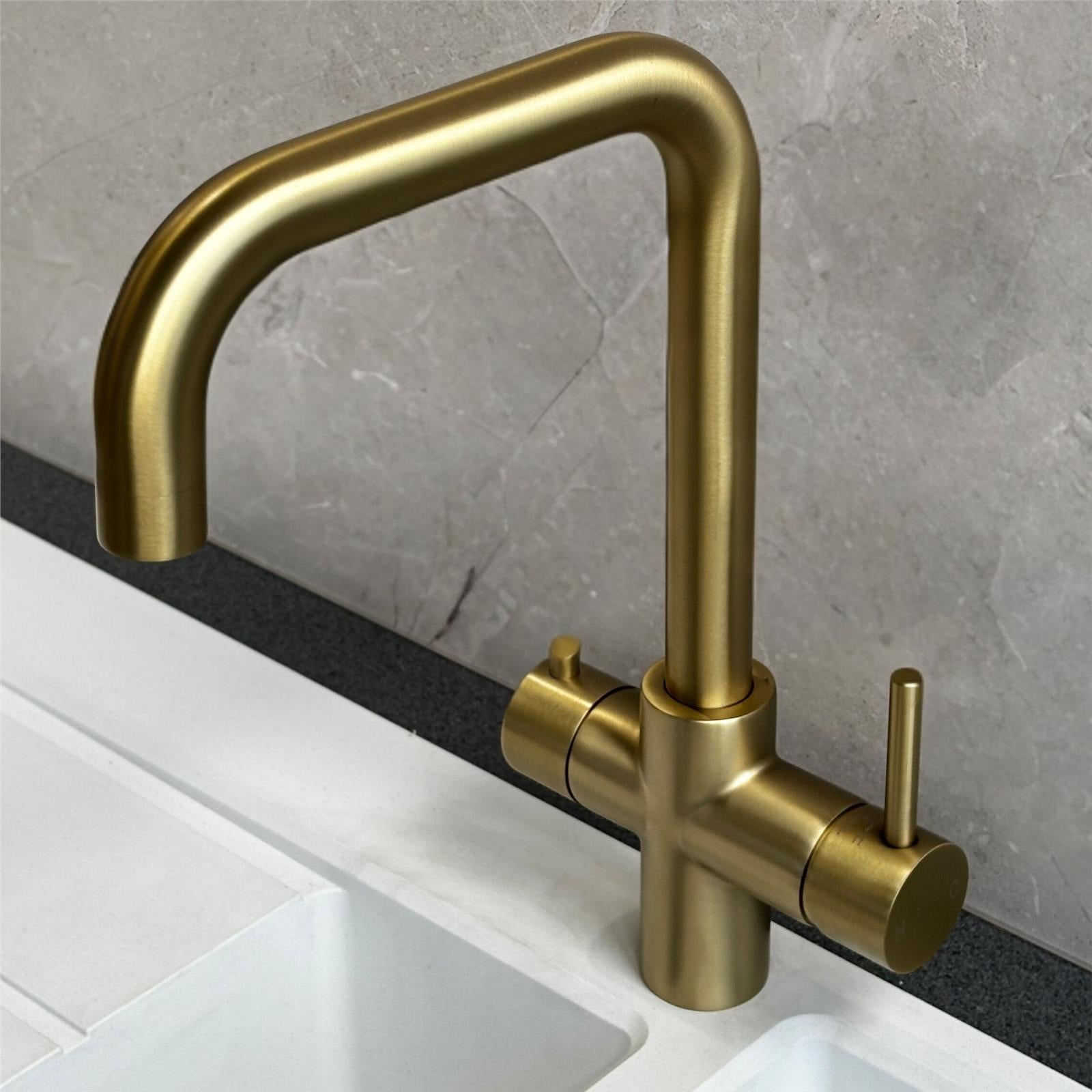 Liquida EBT411BR 4 In 1 Brushed Brass Kitchen Instant Boiling Hot Water Tap