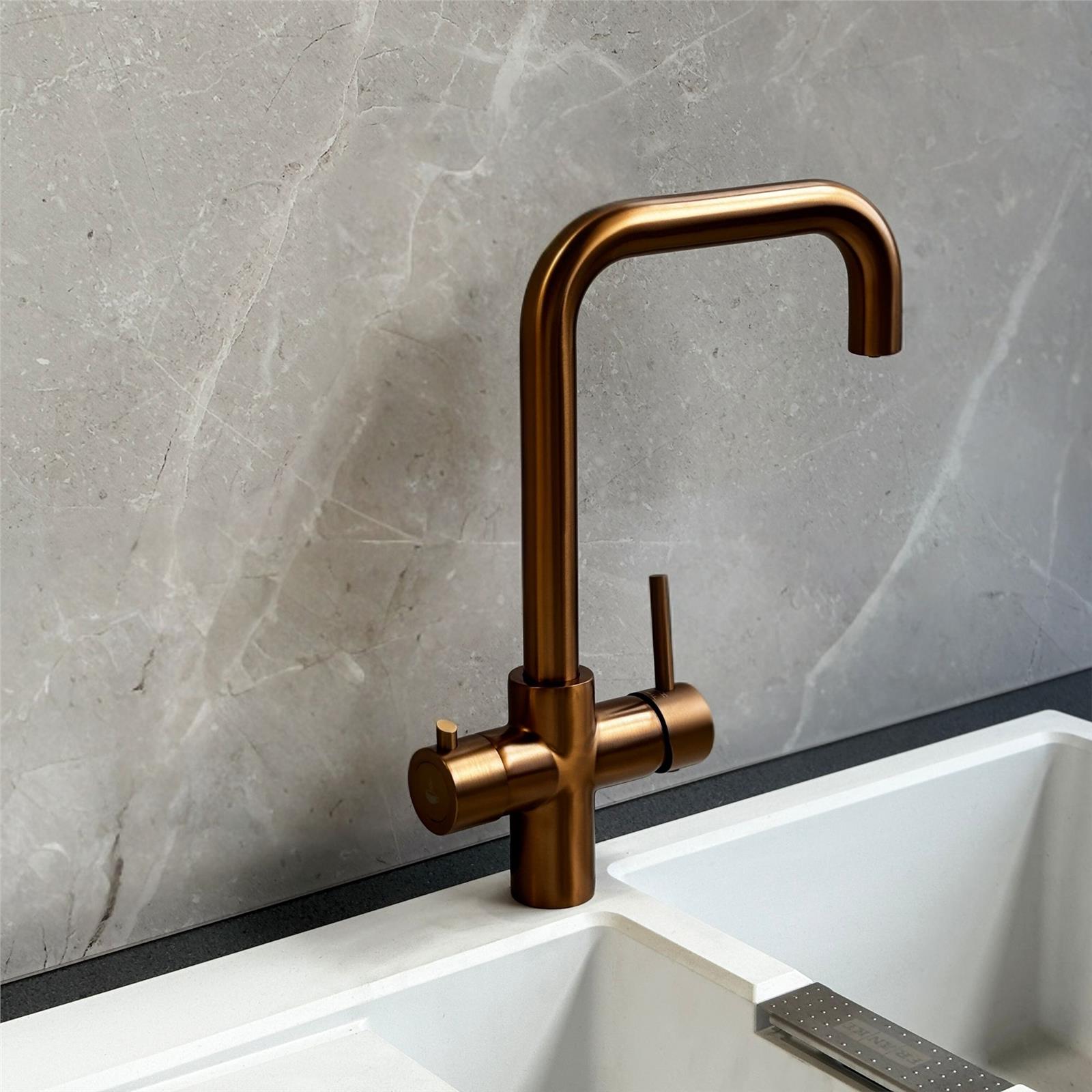 Liquida EBT411CP 4 In 1 Brushed Copper Kitchen Instant Boiling Hot Water Tap