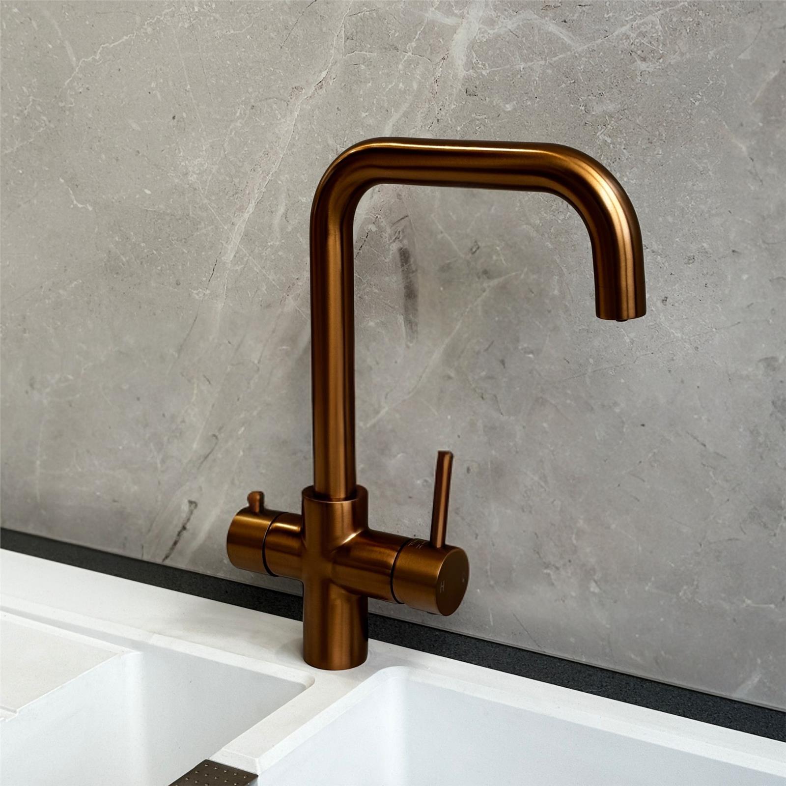 Liquida EBT411CP 4 In 1 Brushed Copper Kitchen Instant Boiling Hot Water Tap