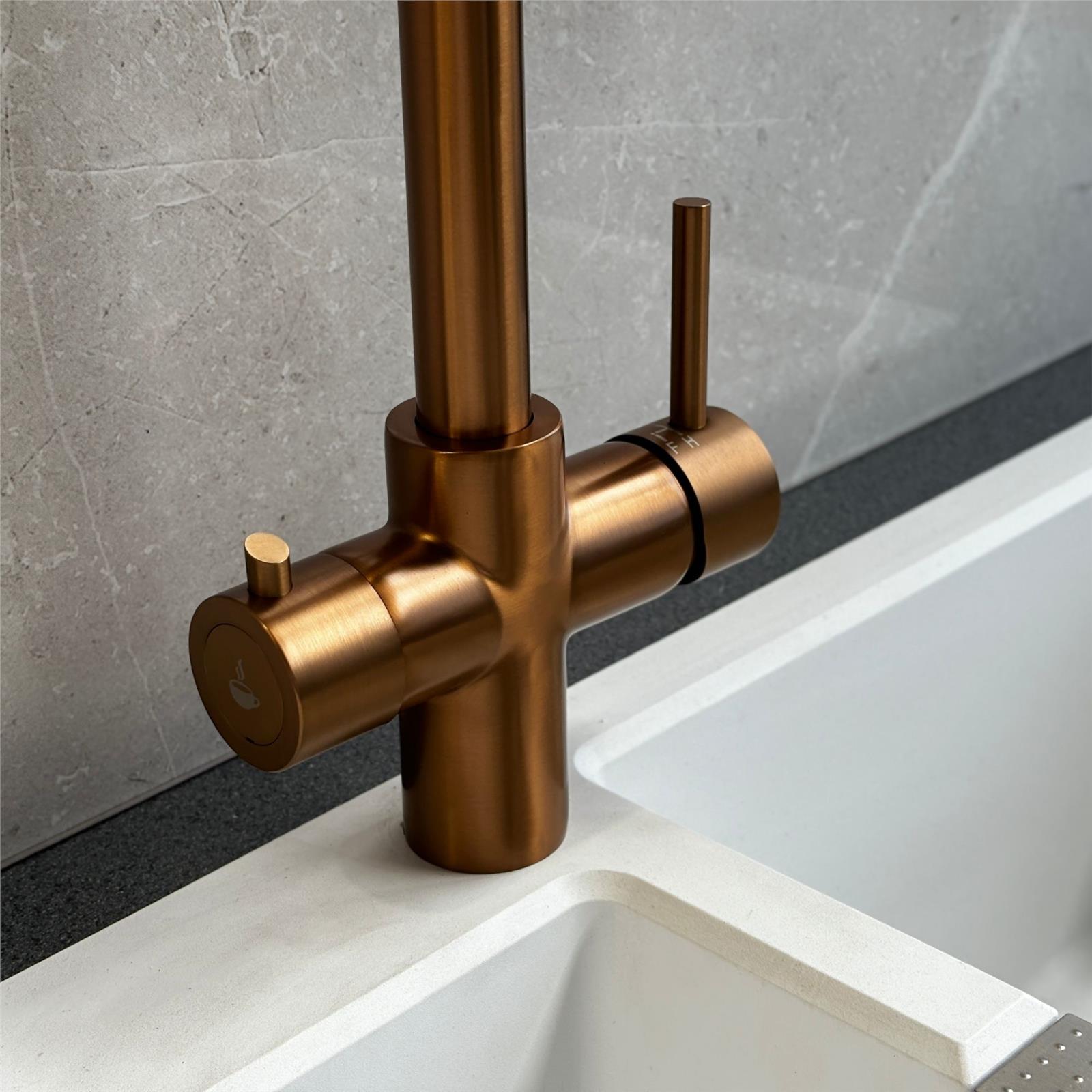 Liquida EBT411CP 4 In 1 Brushed Copper Kitchen Instant Boiling Hot Water Tap