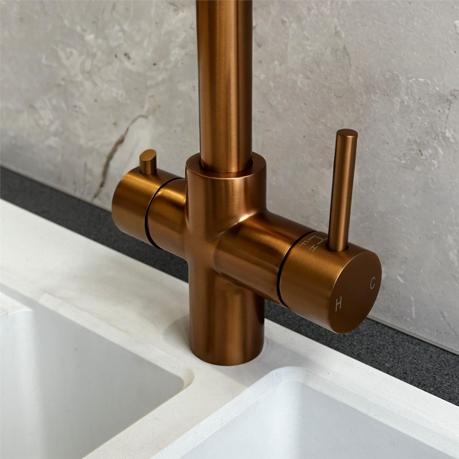 Liquida EBT411CP 4 In 1 Brushed Copper Kitchen Instant Boiling Hot Water Tap