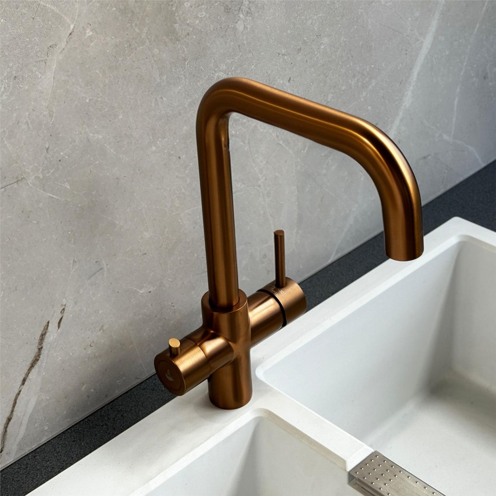 Liquida EBT411CP 4 In 1 Brushed Copper Kitchen Instant Boiling Hot Water Tap