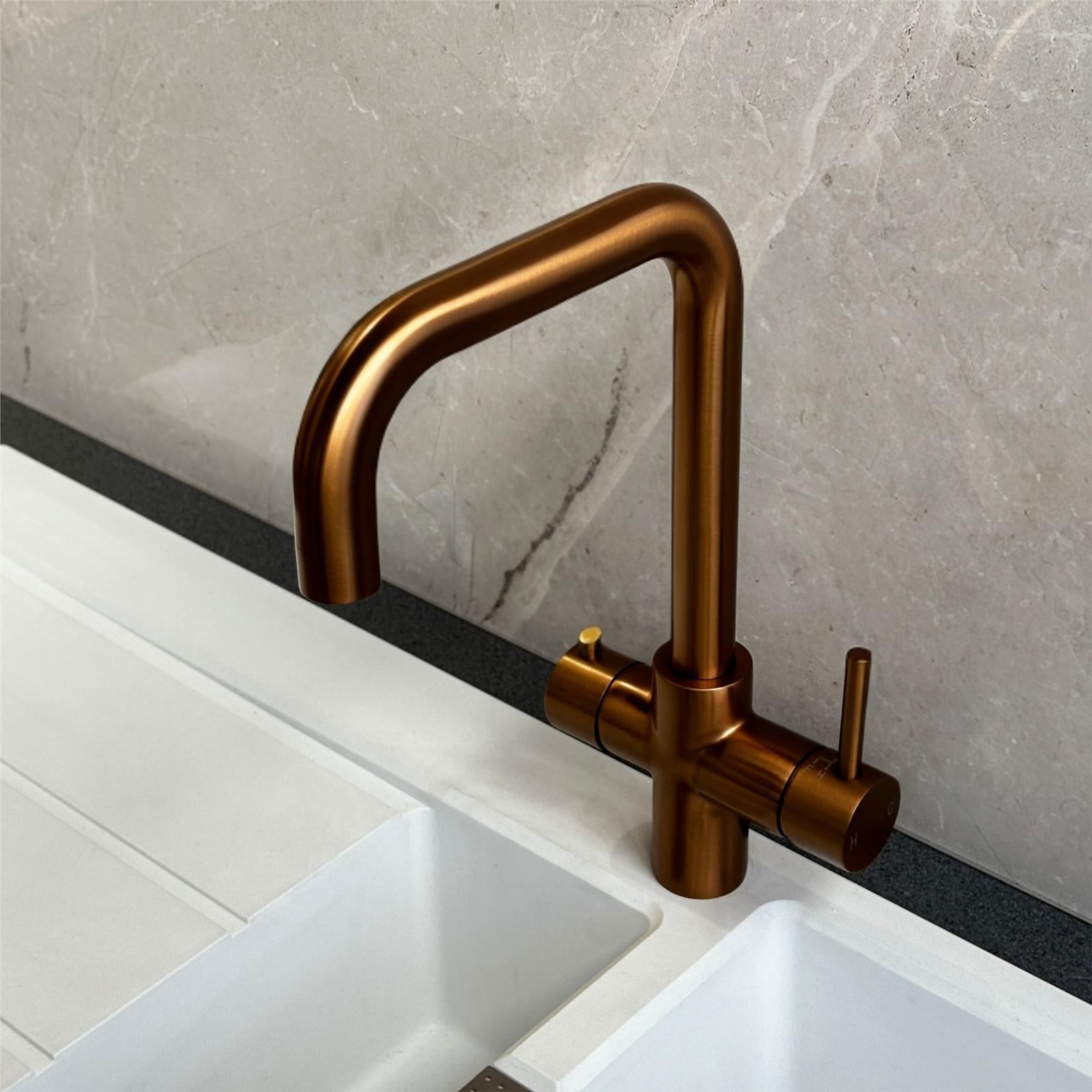 Liquida EBT411CP 4 In 1 Brushed Copper Kitchen Instant Boiling Hot Water Tap