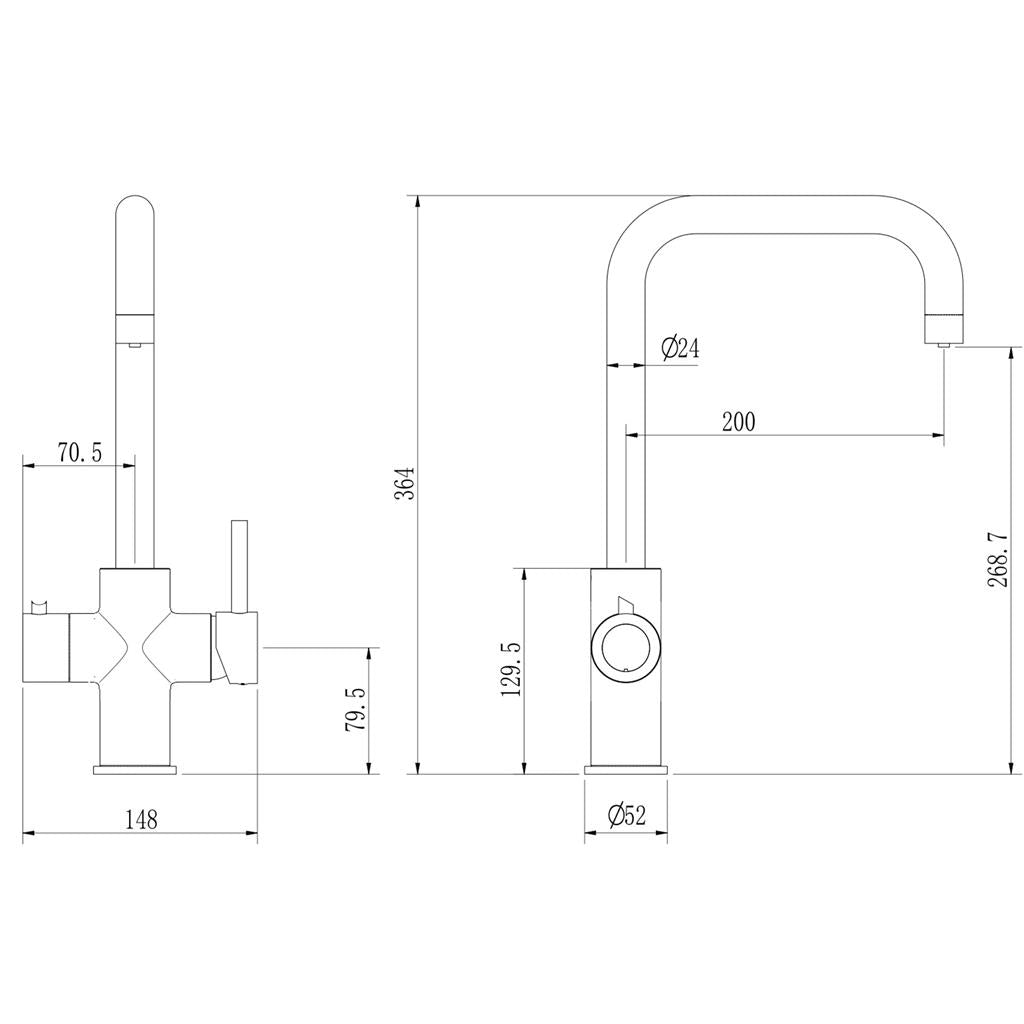 Liquida EBT411CP 4 In 1 Brushed Copper Kitchen Instant Boiling Hot Water Tap