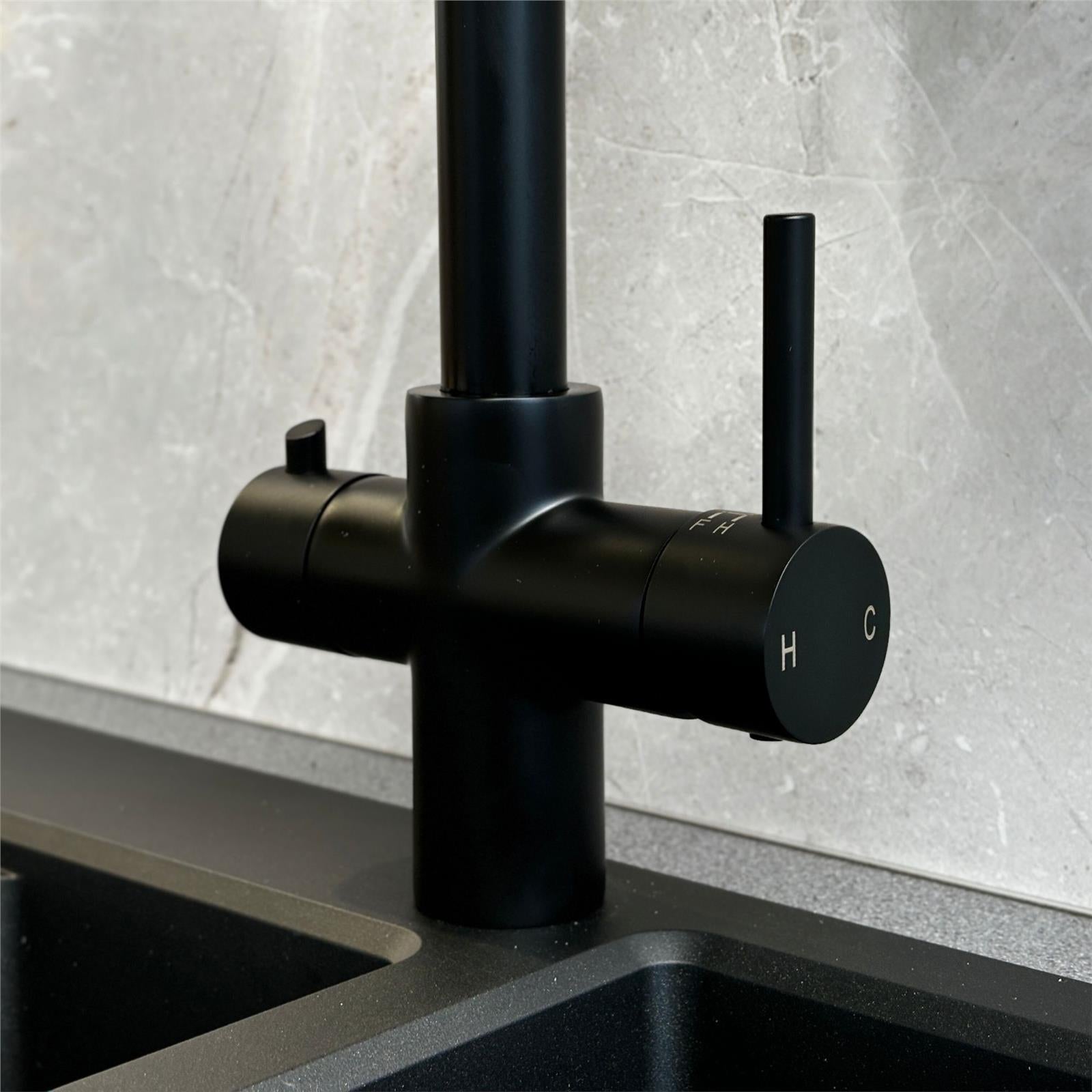 Liquida EBT411MB 4 In 1 Matt Black Instant Boiling Water Kitchen Tap