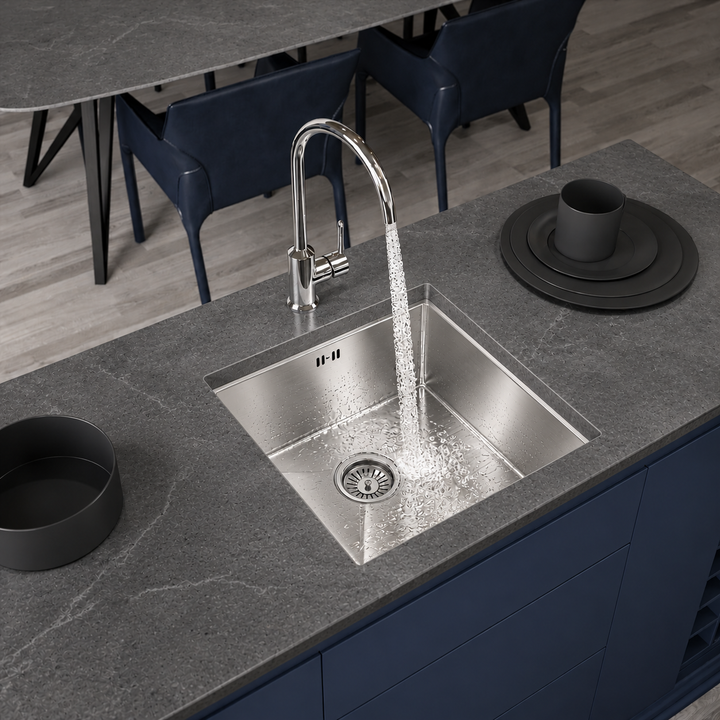 Liquida EL440BS 1.0 Bowl Brushed Steel Undermount Kitchen Sink With Waste