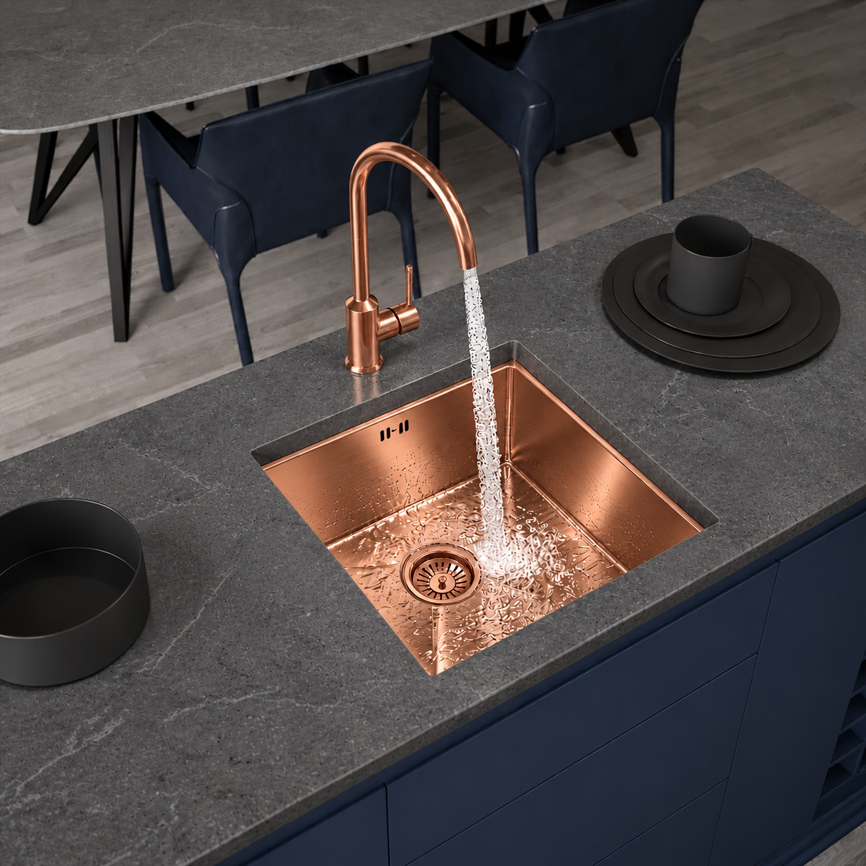 Liquida EL440CP 1.0 Bowl Copper PVD Undermount Kitchen Sink With Waste