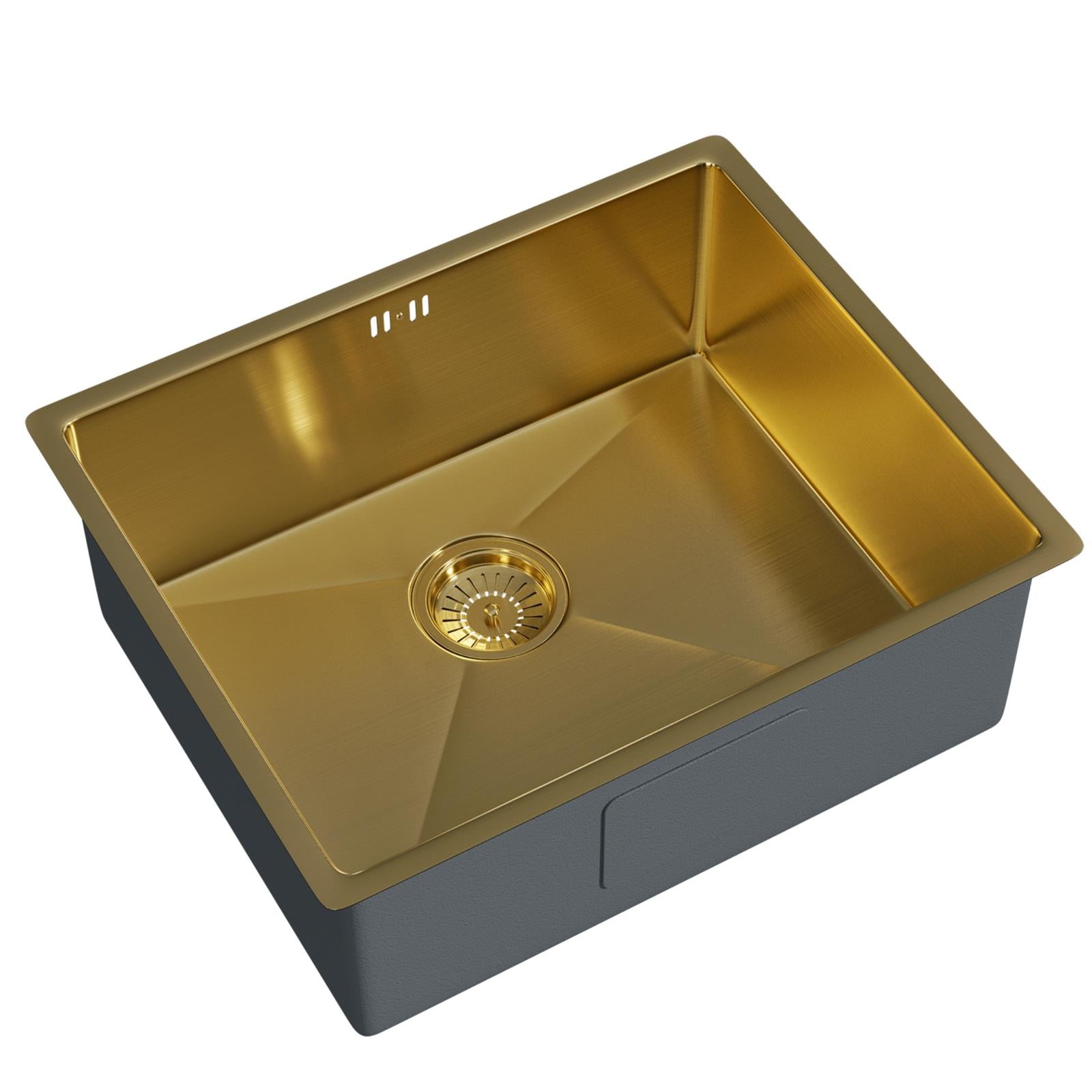 Liquida EL540BG 1.0 Bowl Brushed Gold Undermount Kitchen Sink With Waste