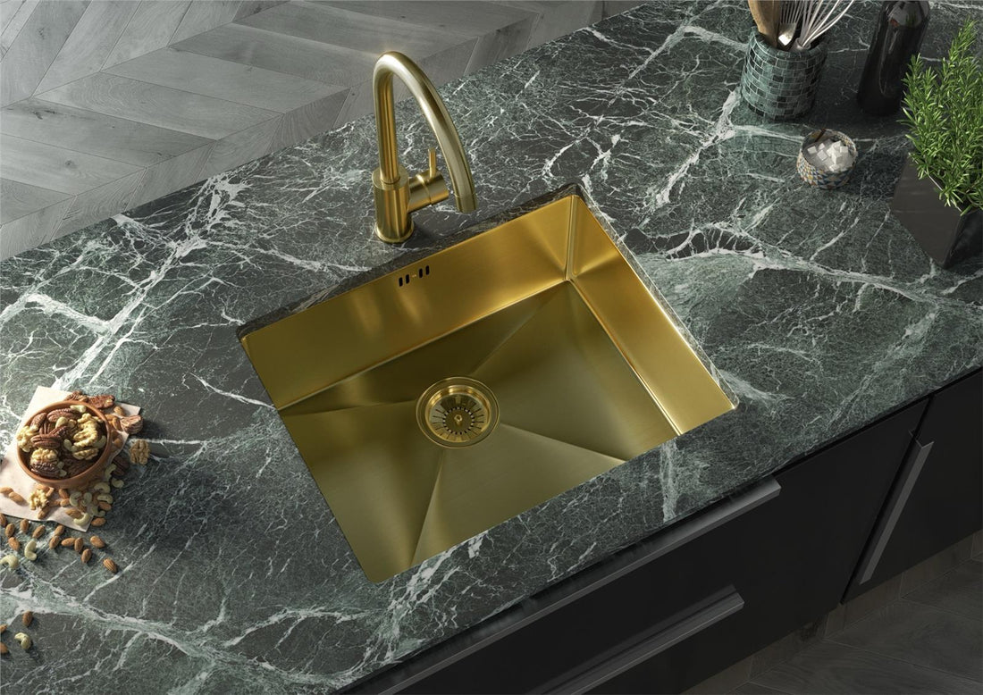 Liquida EL540BR 1.0 Bowl Brushed Brass Undermount Kitchen Sink With Waste