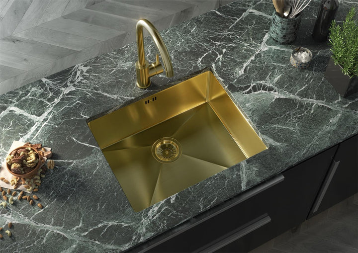 Liquida EL540BR 1.0 Bowl Brushed Brass Undermount Kitchen Sink With Waste