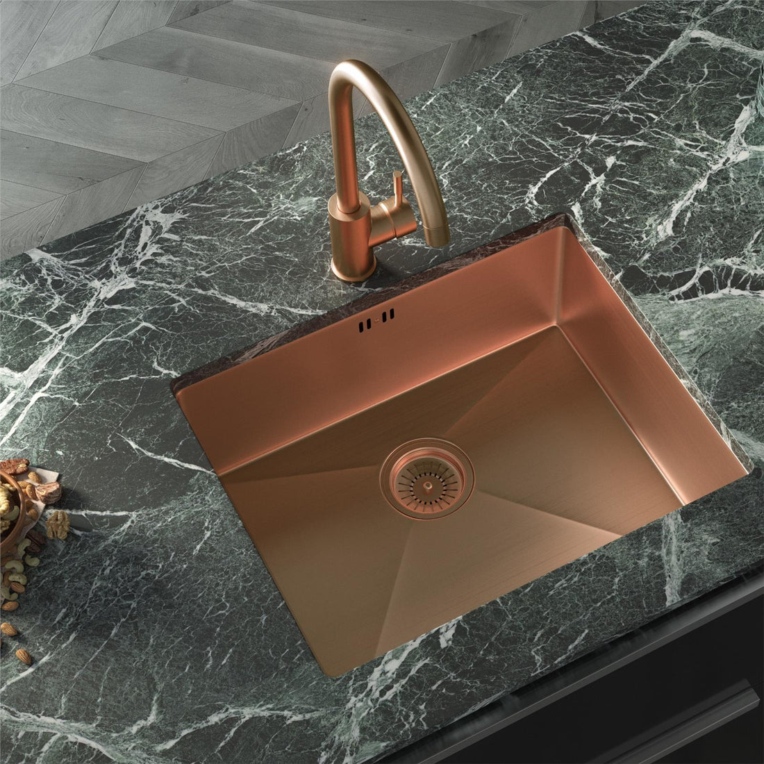 Liquida EL540CP 1.0 Bowl Brushed Copper Undermount Kitchen Sink With Waste
