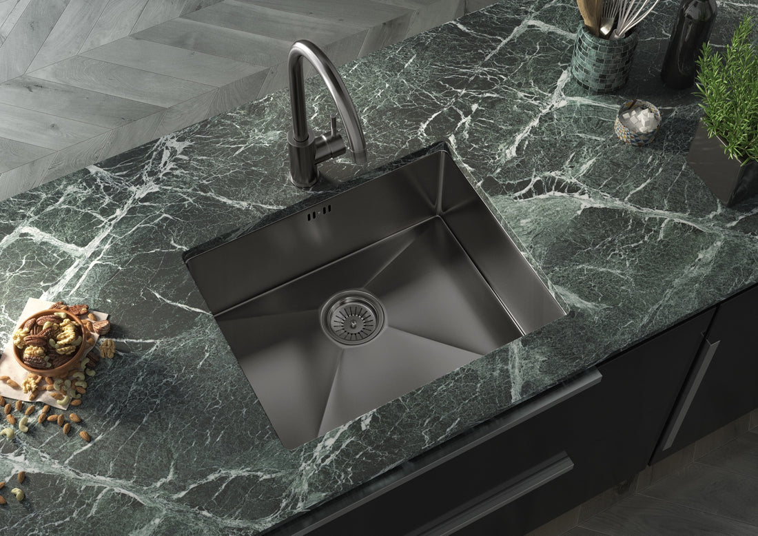 Liquida EL540GM 1.0 Bowl Gun Metal Grey Undermount Kitchen Sink With Waste