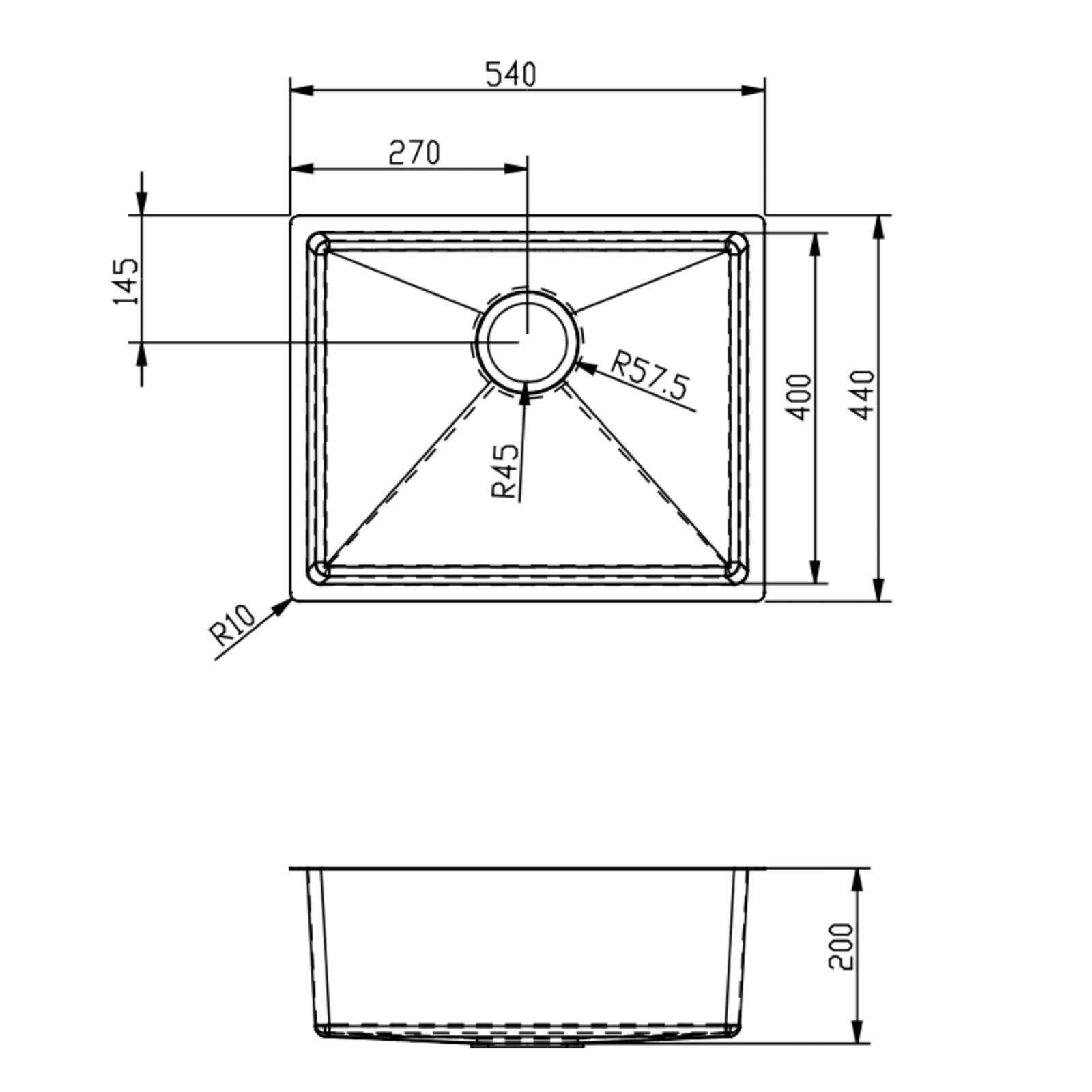 Liquida EL540BS 1.0 Bowl Brushed Steel Undermount Kitchen Sink With Waste