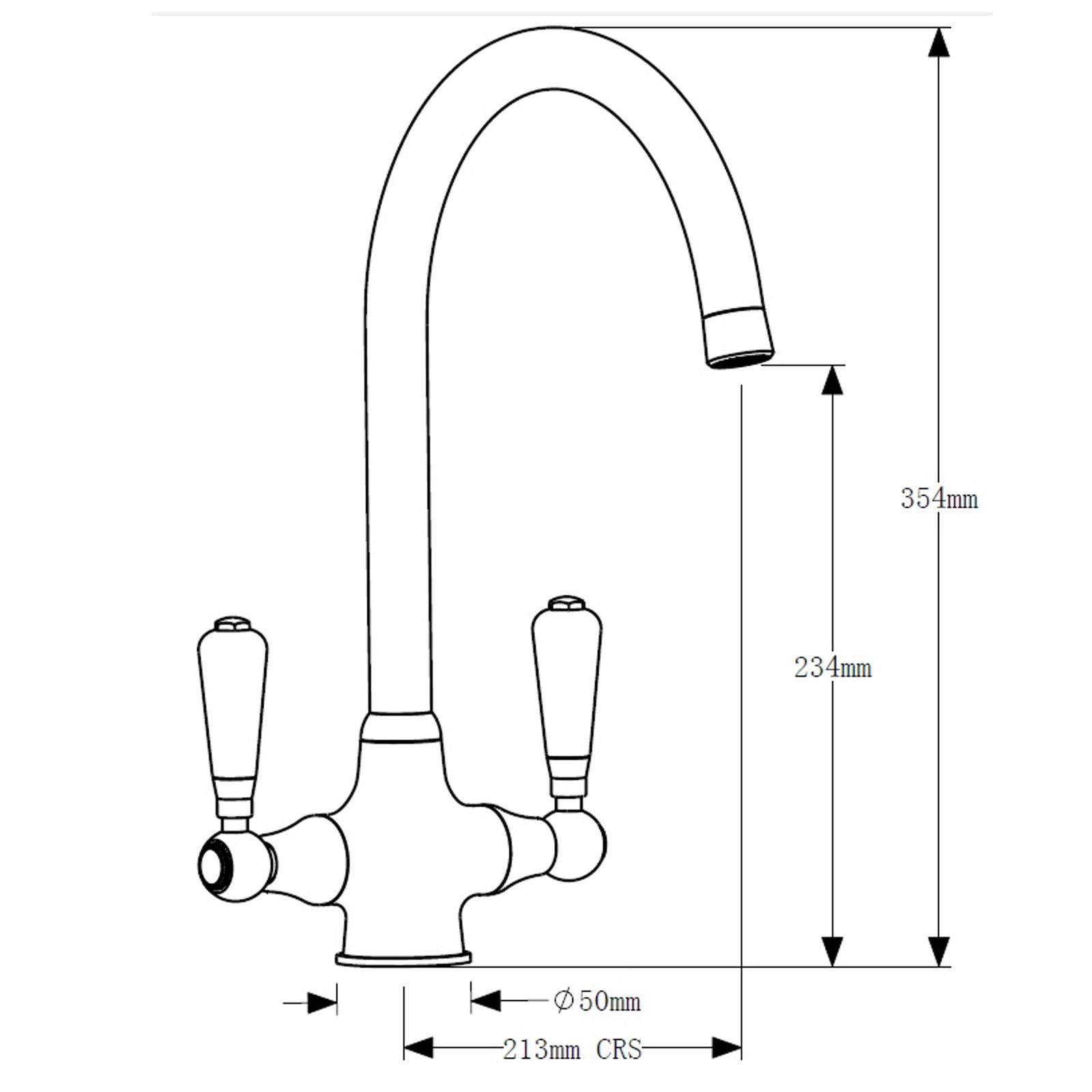 Reginox ELBE Brushed Nickel Traditional Dual Lever Kitchen Mixer Tap