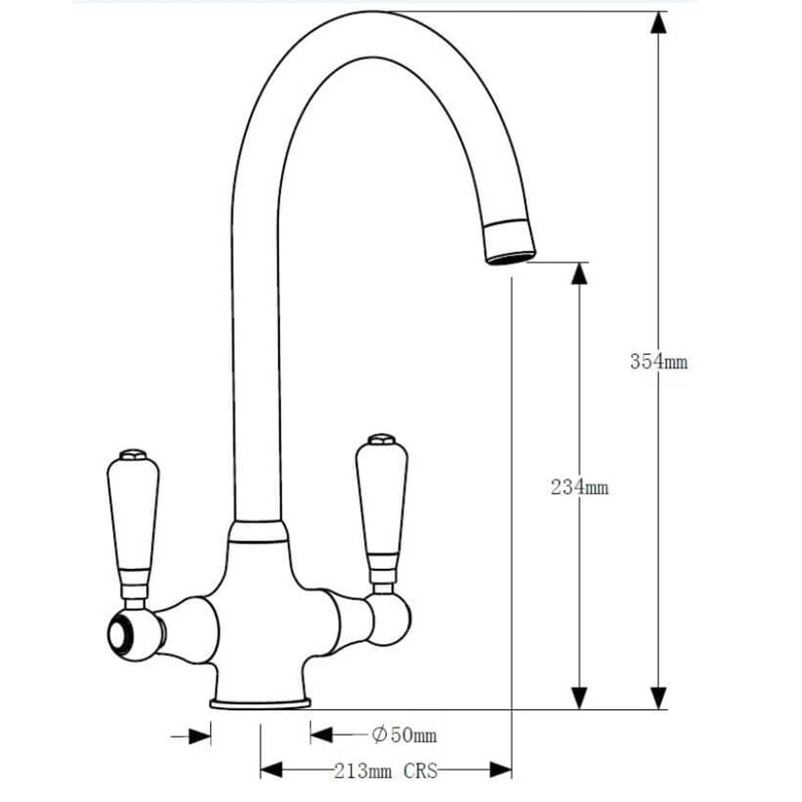 Reginox Brooklyn Traditional Chrome Dual Black Lever Kitchen Mixer Tap