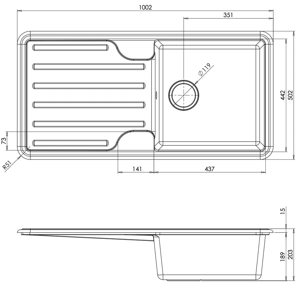 Liquida ELGS10WH 1.0 Bowl Comite Reversible Inset Gloss White Kitchen Sink