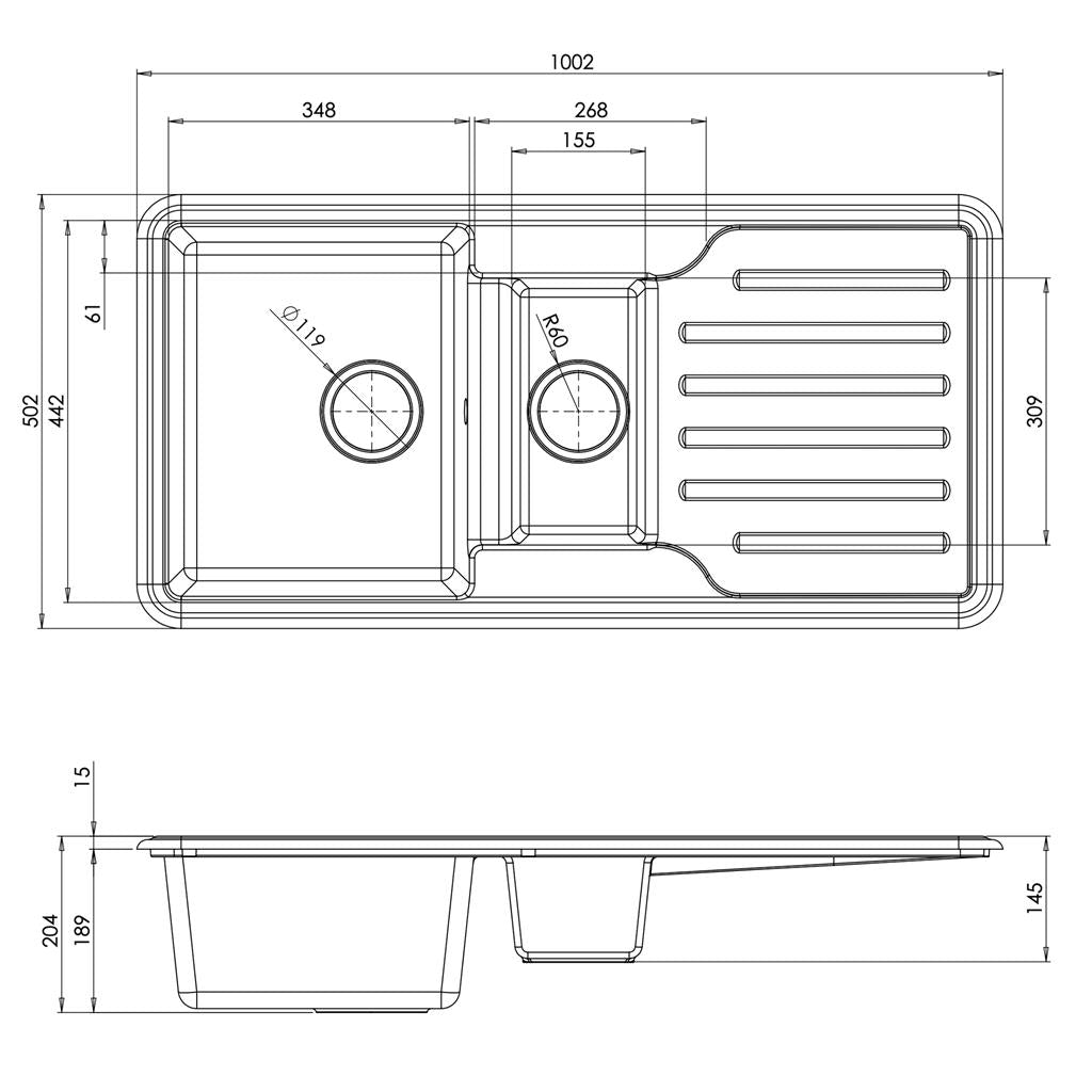 Liquida ELGS15WH 1.5 Bowl Comite Reversible Inset Gloss White Kitchen Sink