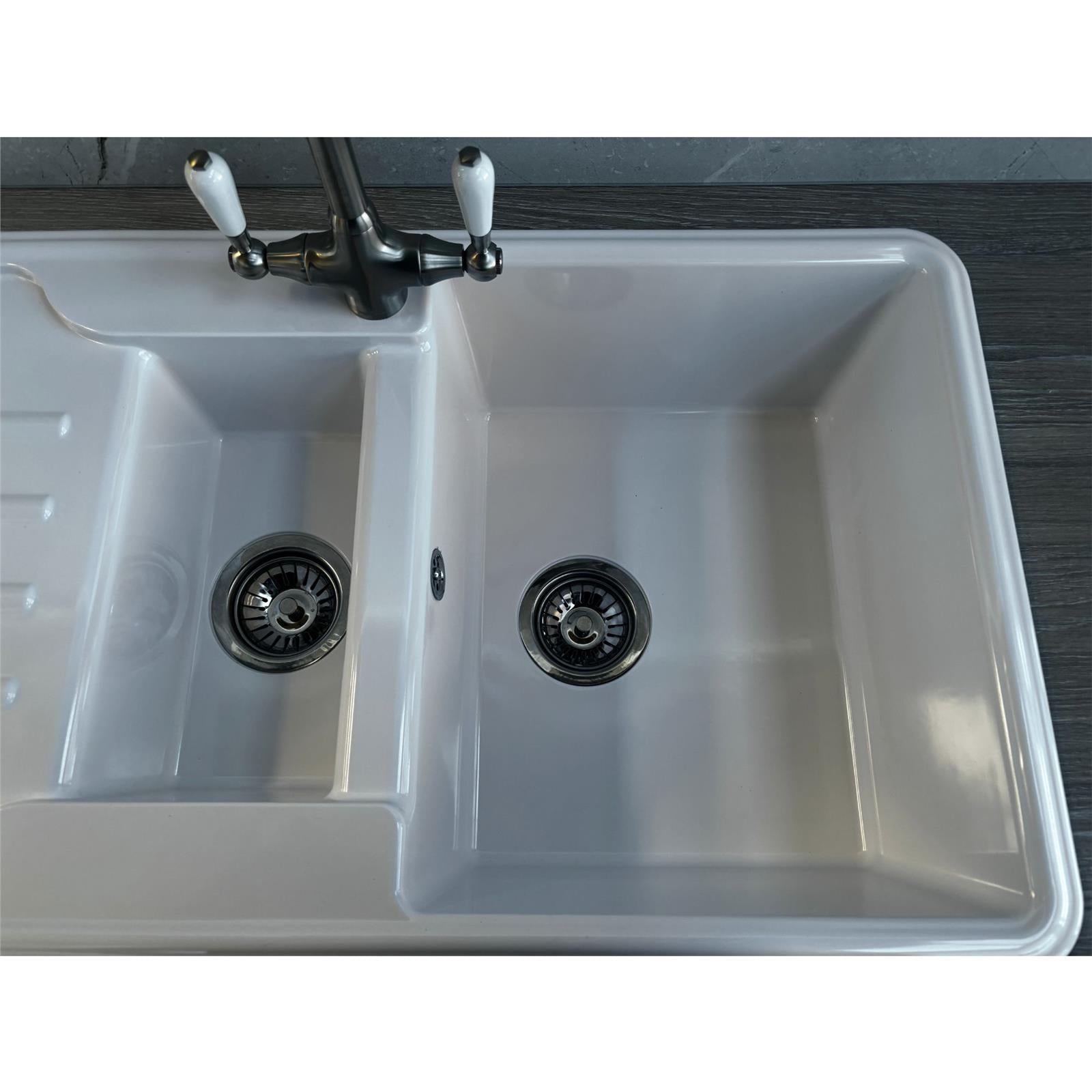 Liquida ELGS15WH 1.5 Bowl Comite Reversible Inset Gloss White Kitchen Sink