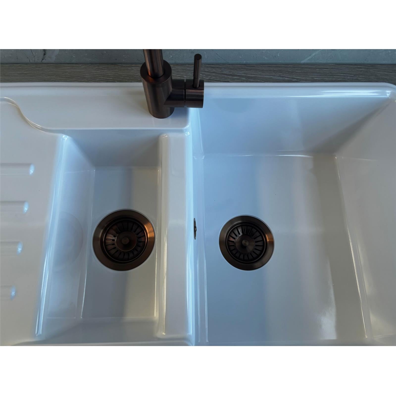 Liquida ELGS15WH 1.5 Bowl Comite Reversible Inset Gloss White Kitchen Sink