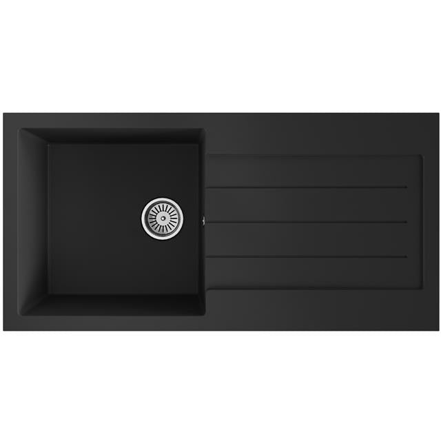 Liquida ELL10BL 1.0 Bowl Comite Reversible Inset Black Kitchen Sink With Waste