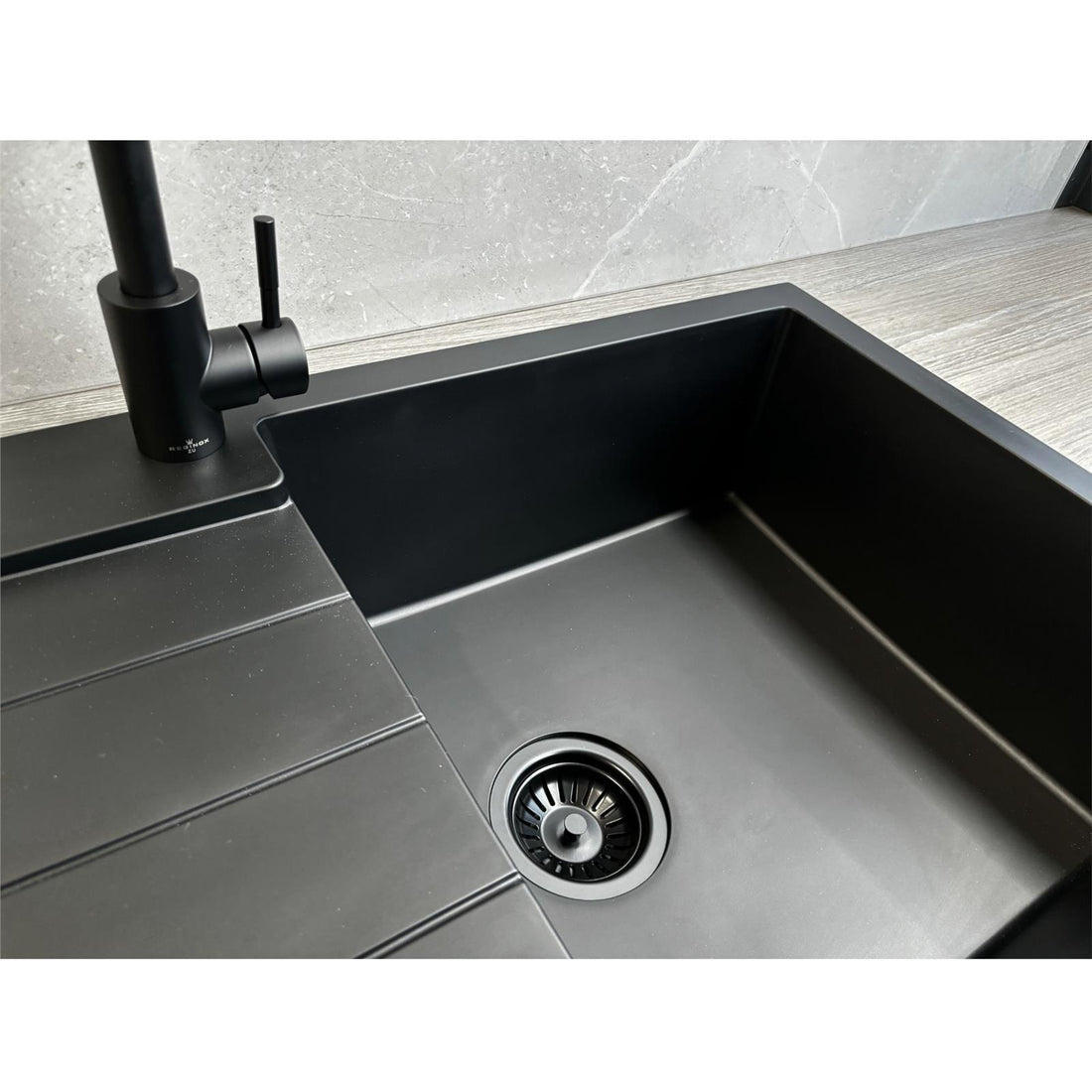 Liquida ELL10BL 1.0 Bowl Comite Reversible Inset Black Kitchen Sink - GRADED