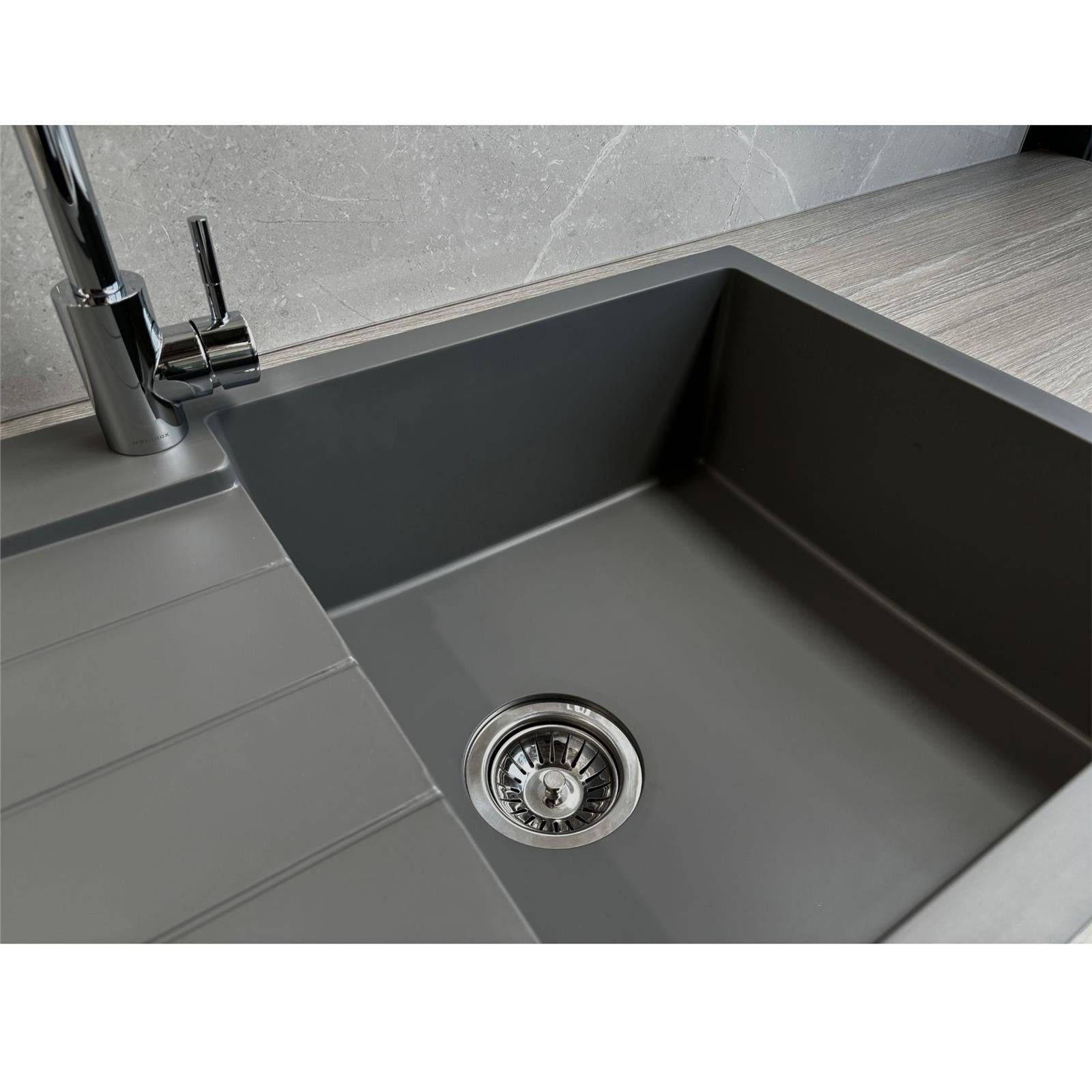 Liquida ELL10GR 1.0 Bowl Comite Reversible Inset Grey Kitchen Sink With Waste