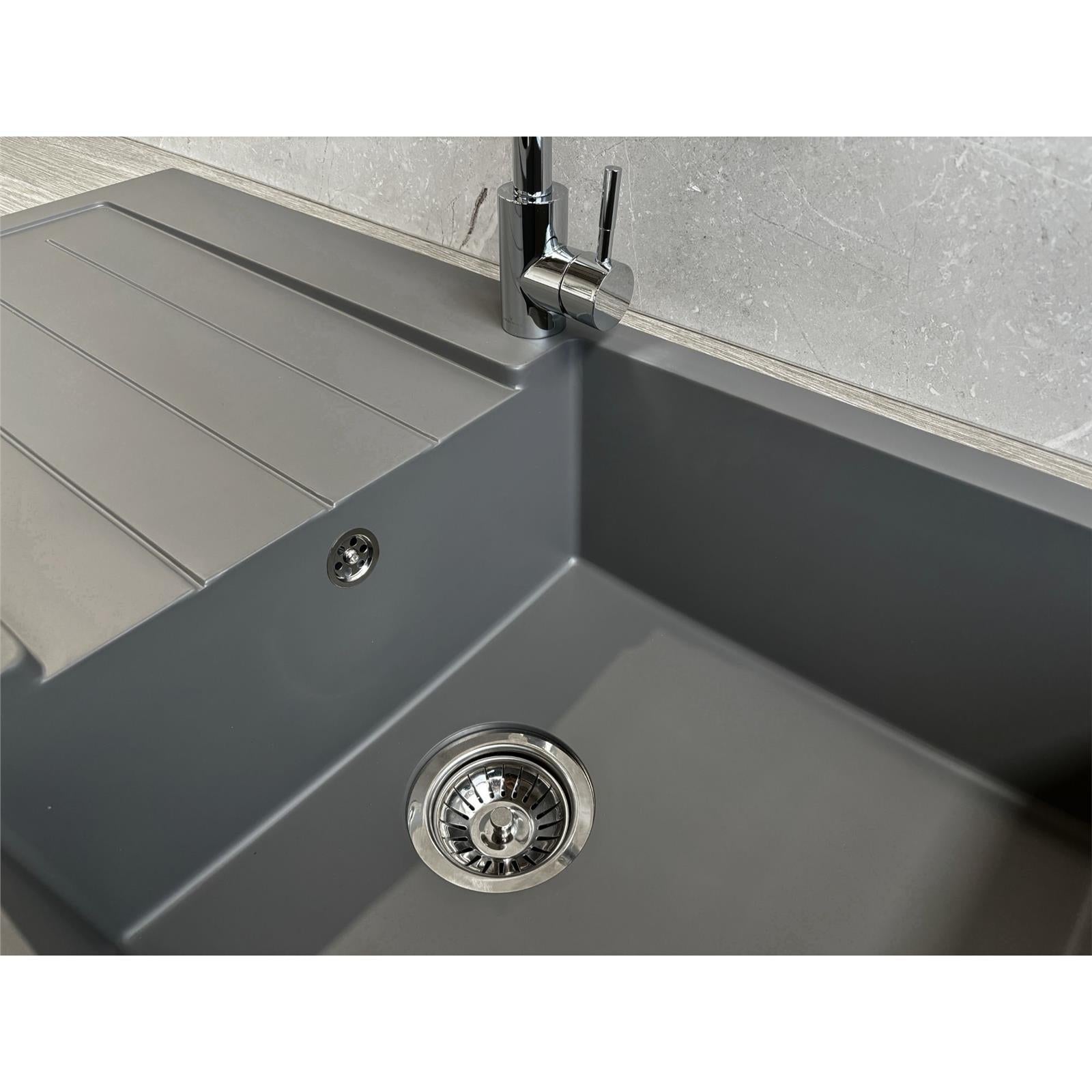 Liquida ELL10GR 1.0 Bowl Comite Reversible Inset Grey Kitchen Sink With Waste