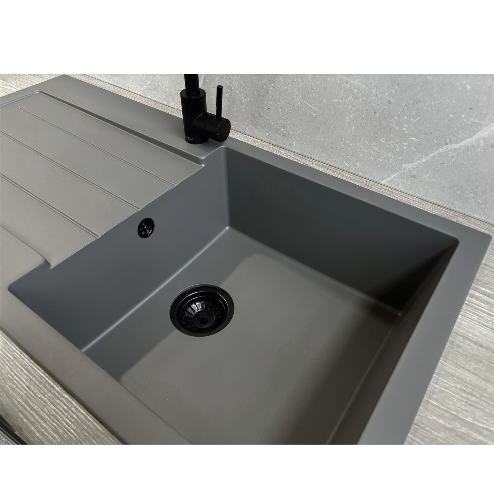 Liquida ELL10GR 1.0 Bowl Comite Reversible Inset Grey Kitchen Sink With Waste