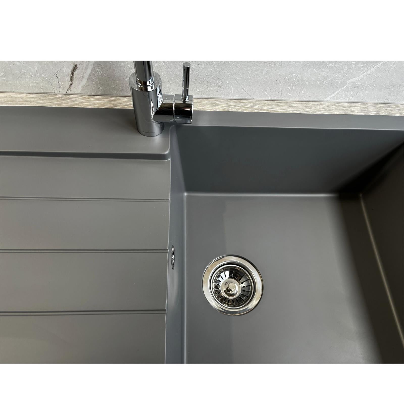 Liquida ELL10GR 1.0 Bowl Comite Reversible Inset Grey Kitchen Sink With Waste