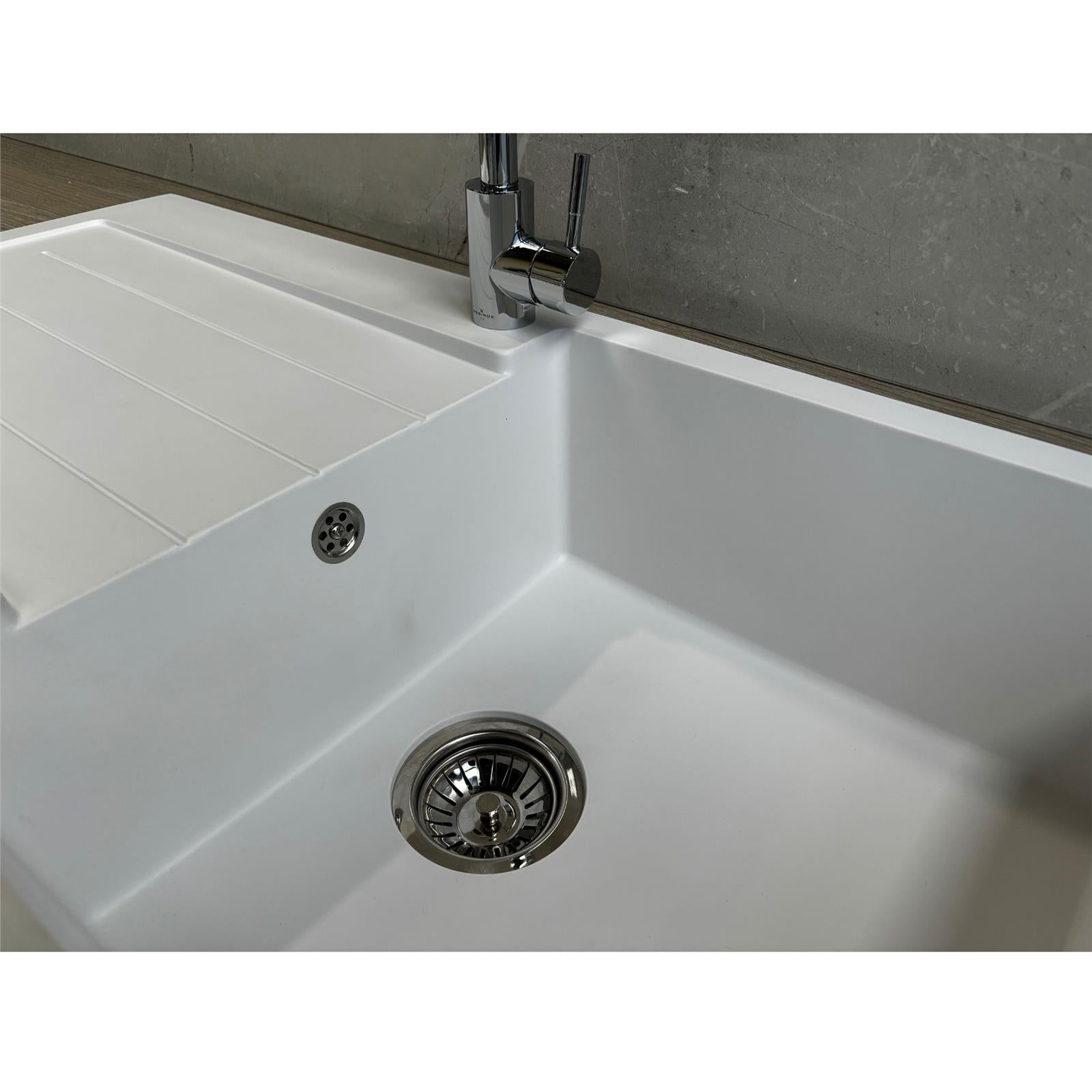 Liquida ELL10WH 1.0 Bowl Comite Reversible Inset White Kitchen Sink With Waste