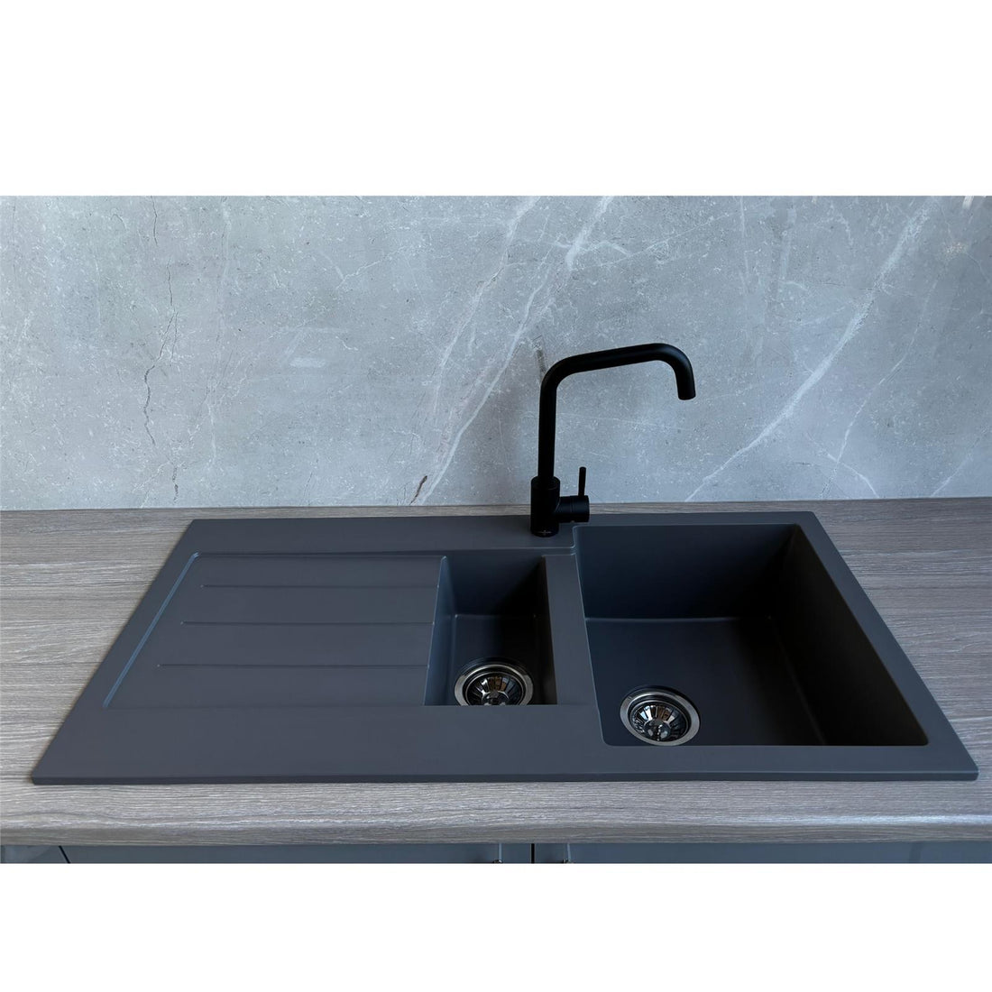 Liquida ELL15GR 1.5 Bowl Comite Reversible Inset Grey Kitchen Sink With Wastes