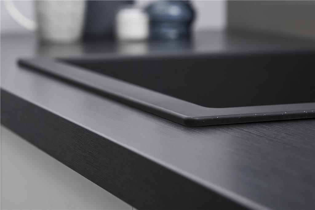 Liquida EN01BL 1.0 Bowl Black Kitchen Sink, Inset or Undermount Fitting