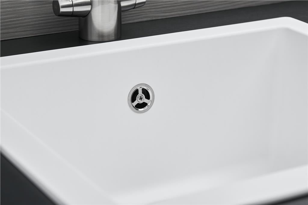 Liquida EN01WH 1.0 Bowl White Kitchen Sink, Inset or Undermount Fitting